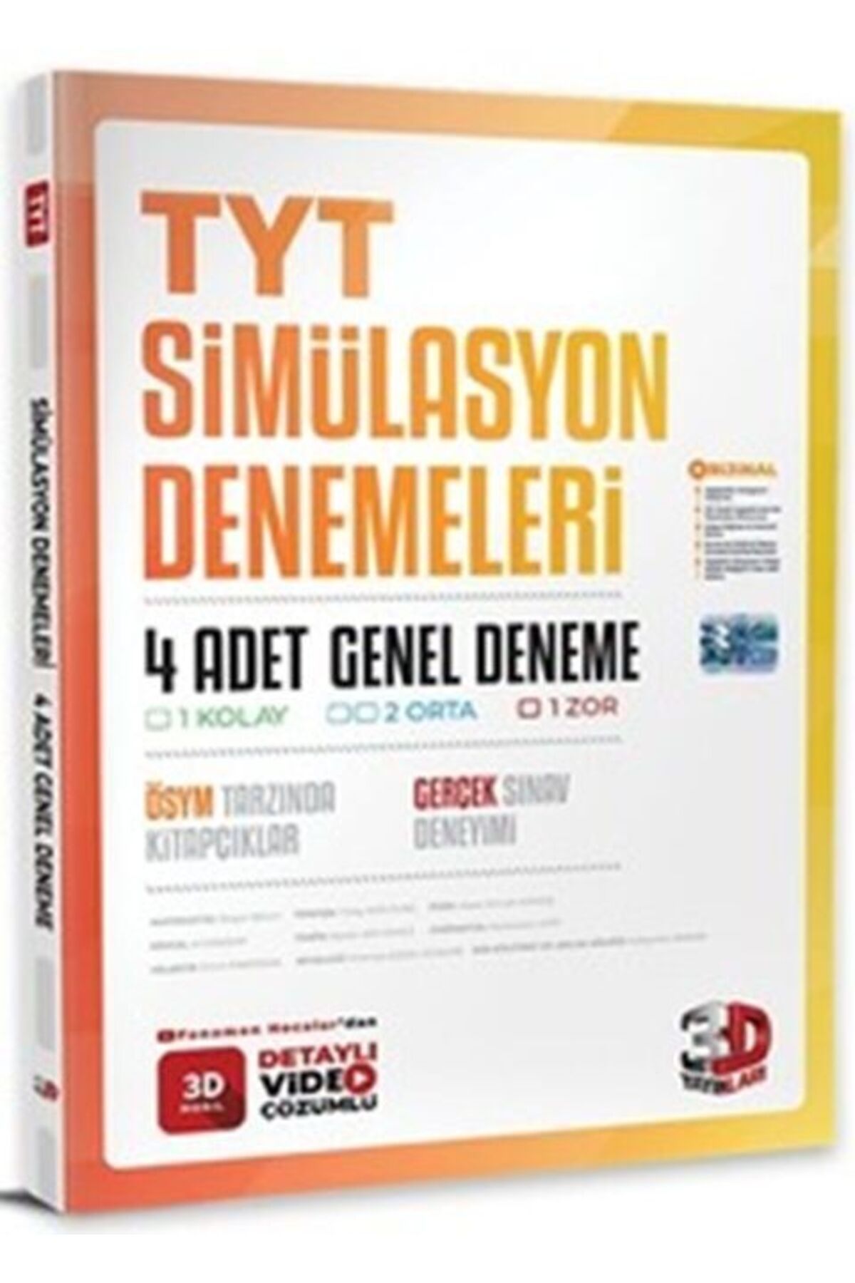 3D Yayınları Tyt 4 Lü Simülasyon Genel Deneme