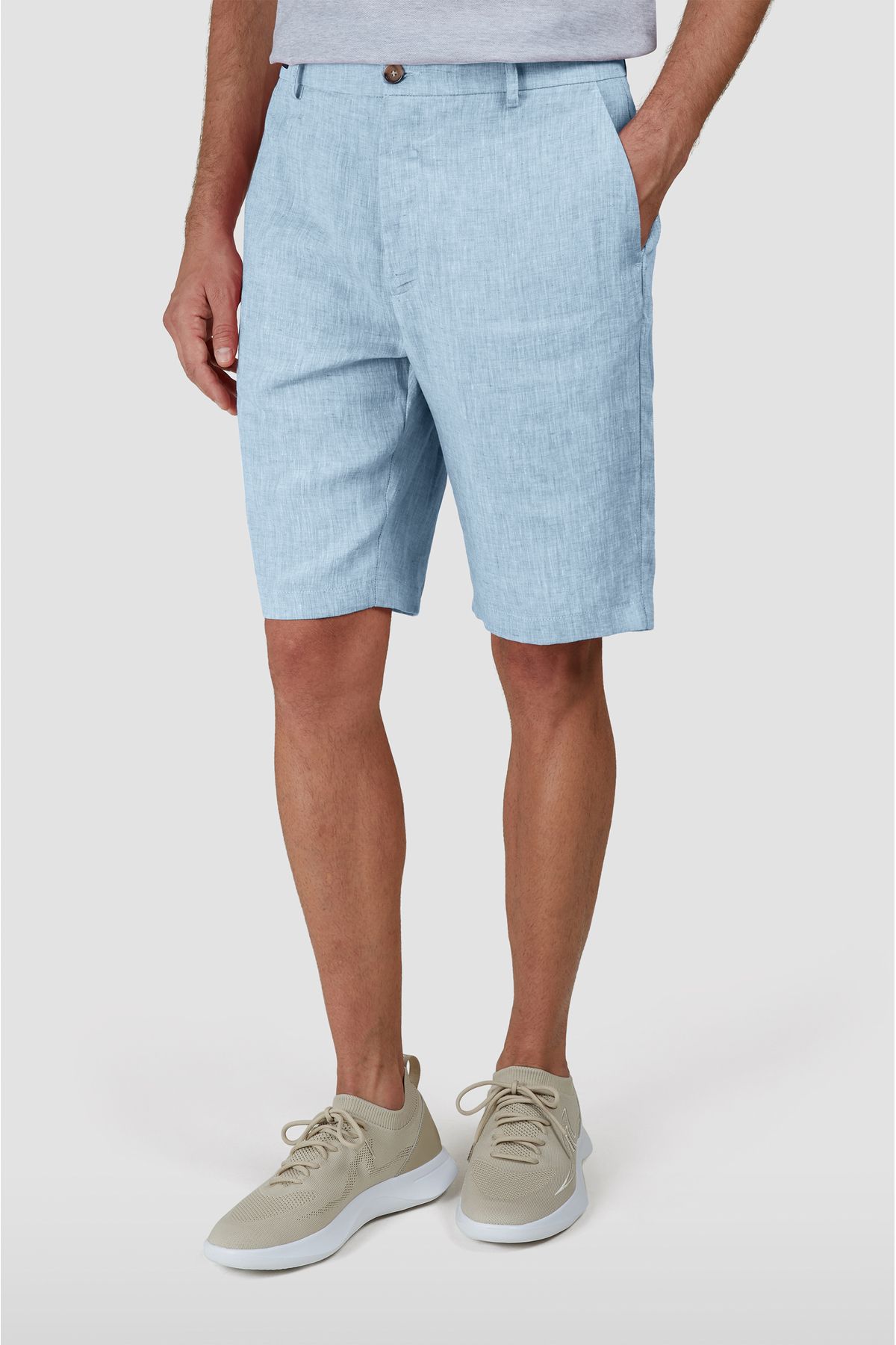 Paul&Shark Erkek Regular Fit %100 Keten Normal Bel Mavi Şort 25414042-720