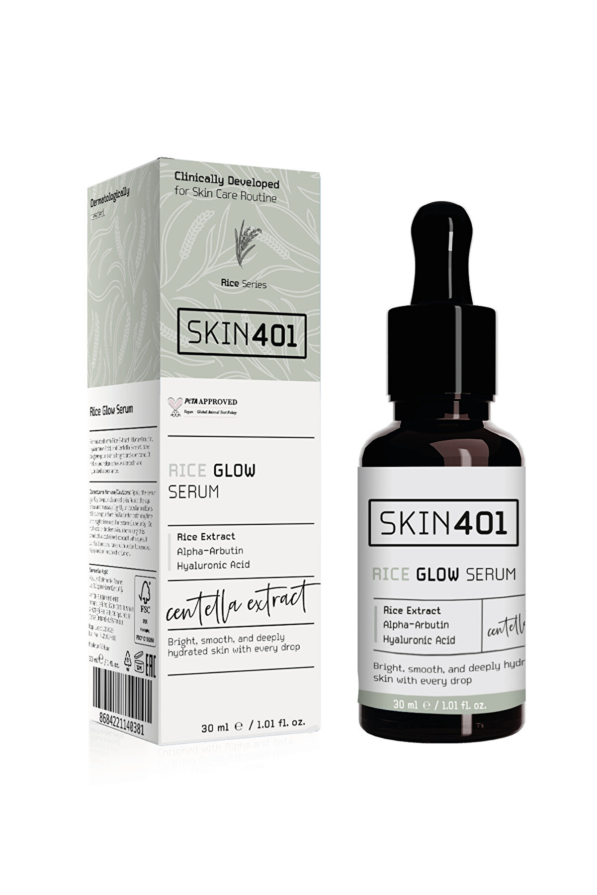 Skin401 Pirinç Özlü Aydınlatıcı Serum 30ml | %100 Vegan