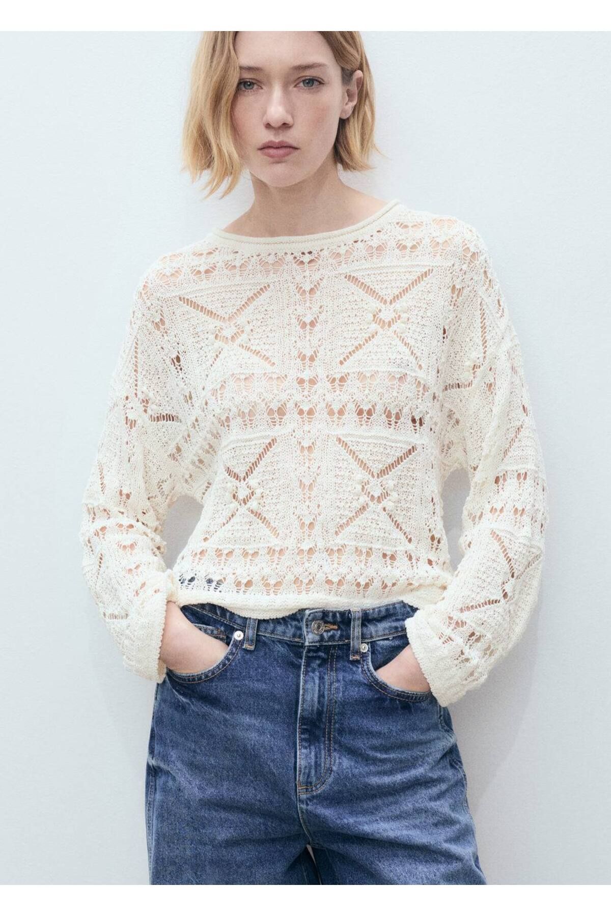 MANGO Oversize ajur örgü kazak