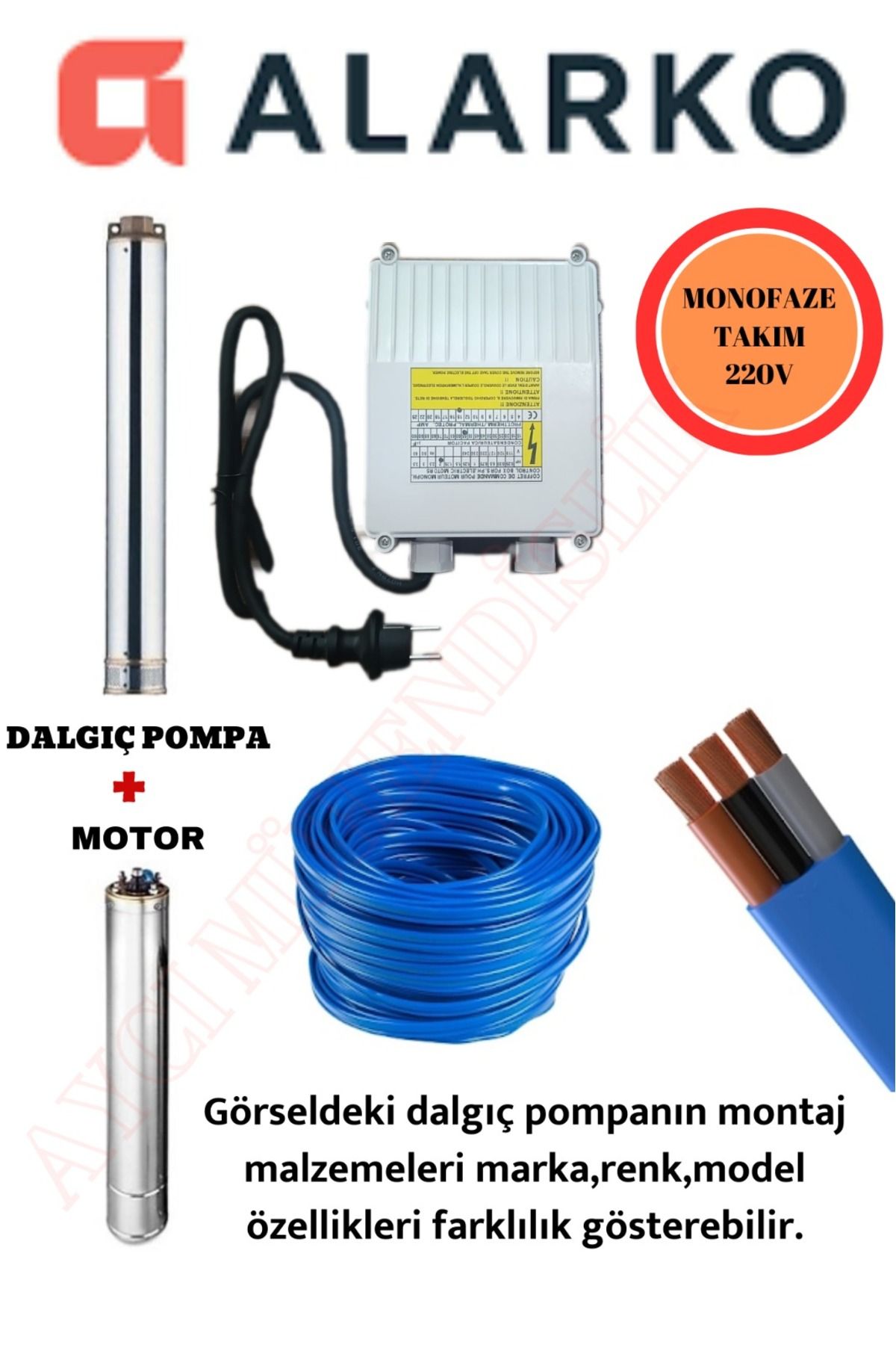 Alarko 4sdm10/10 2hp 50 Mt Kablolu Ve Panolu Monofaze Takım Dalgıç Pompa