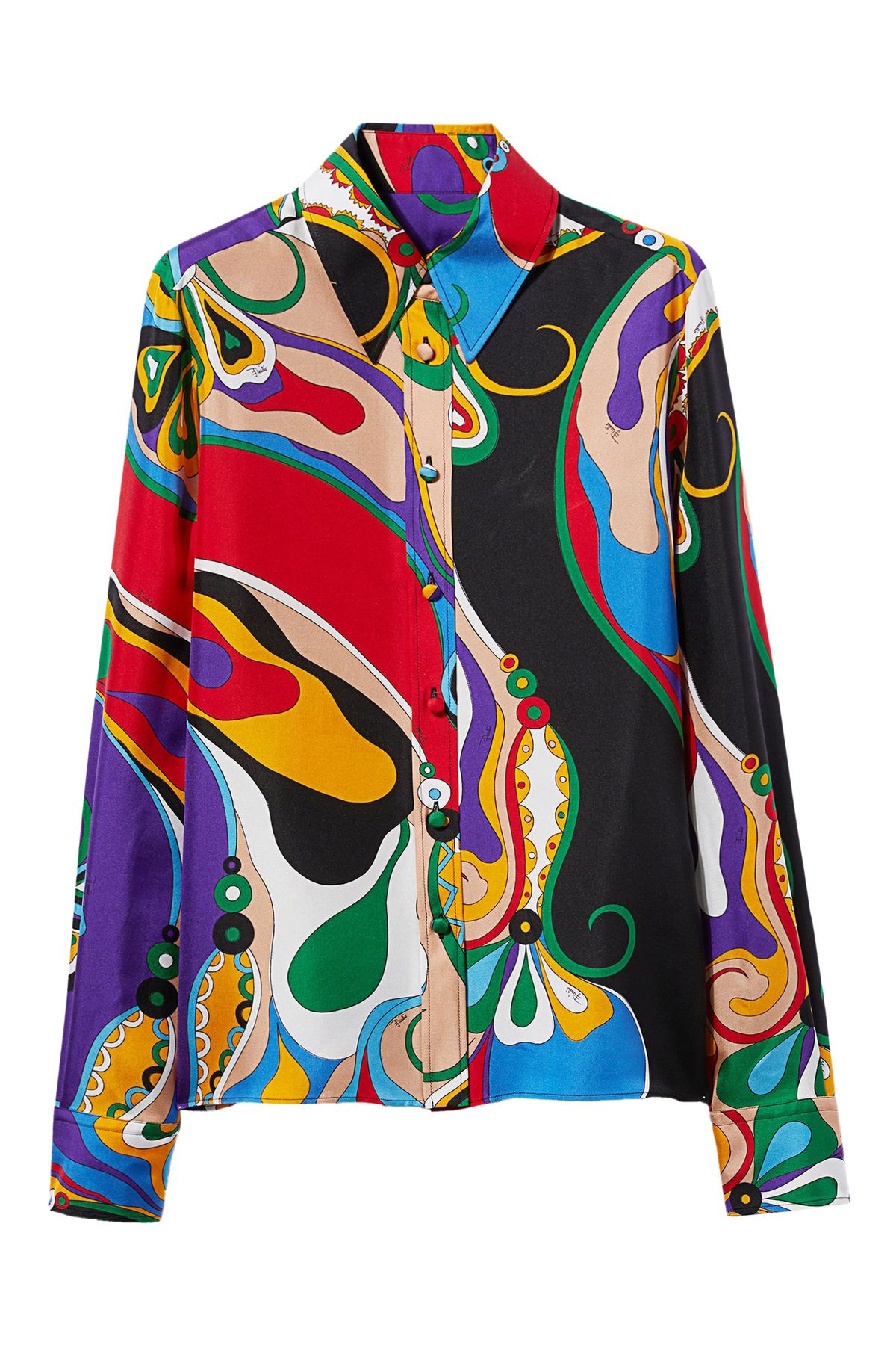 Pucci Orkide Desenli İpek Twill Gömlek