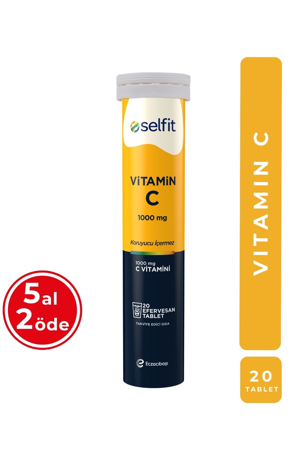 Selfit C Vitamini 1000 mg - 20 Efervesan Tablet | Portakal Aromalı Bağışıklık Desteği