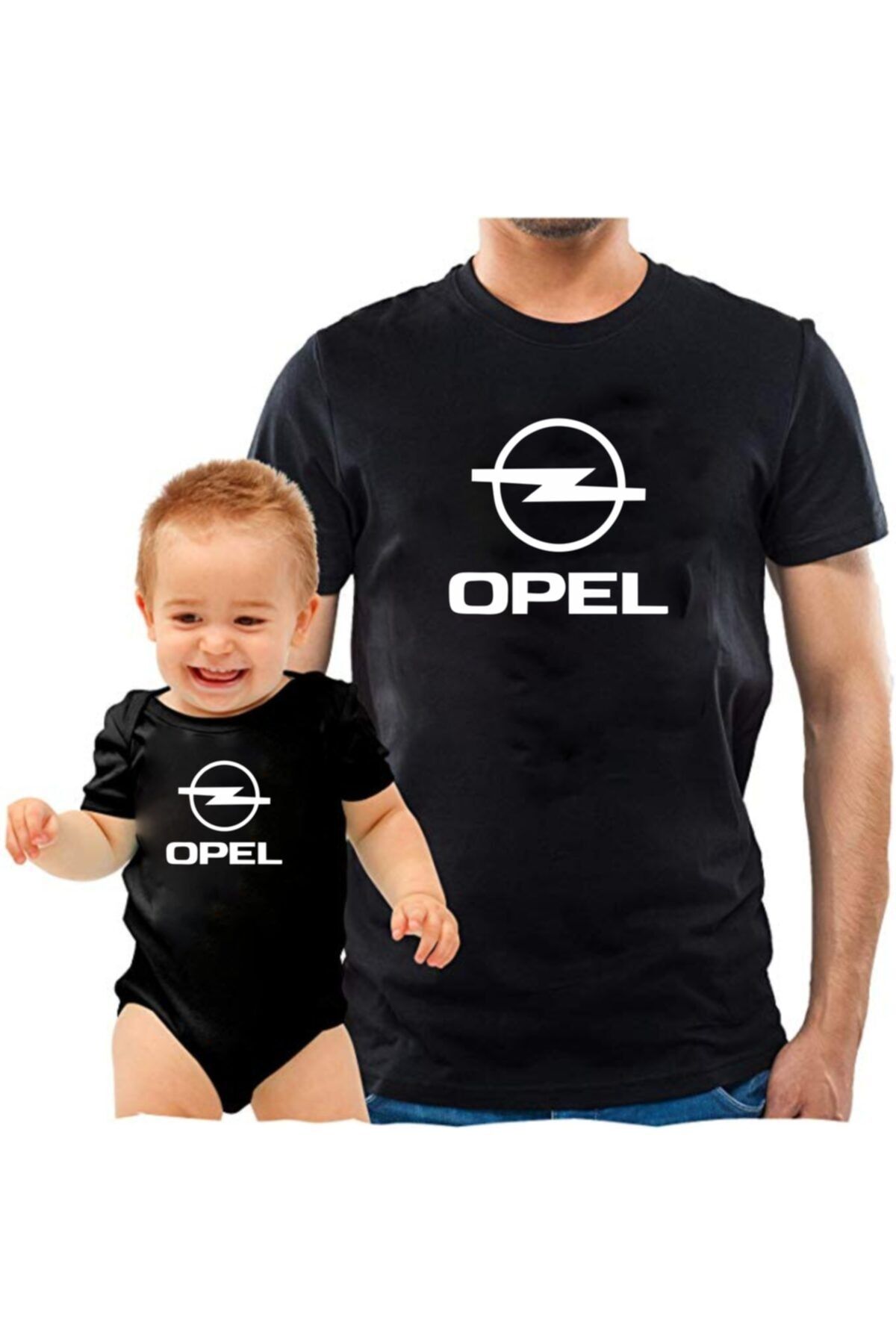 venüsdijital Opel Baba Oğul Siyah Tshirt Zıbın (tekli Üründür Kombin Yapmak Için 2 Adet Sepete Ekleyiniz)