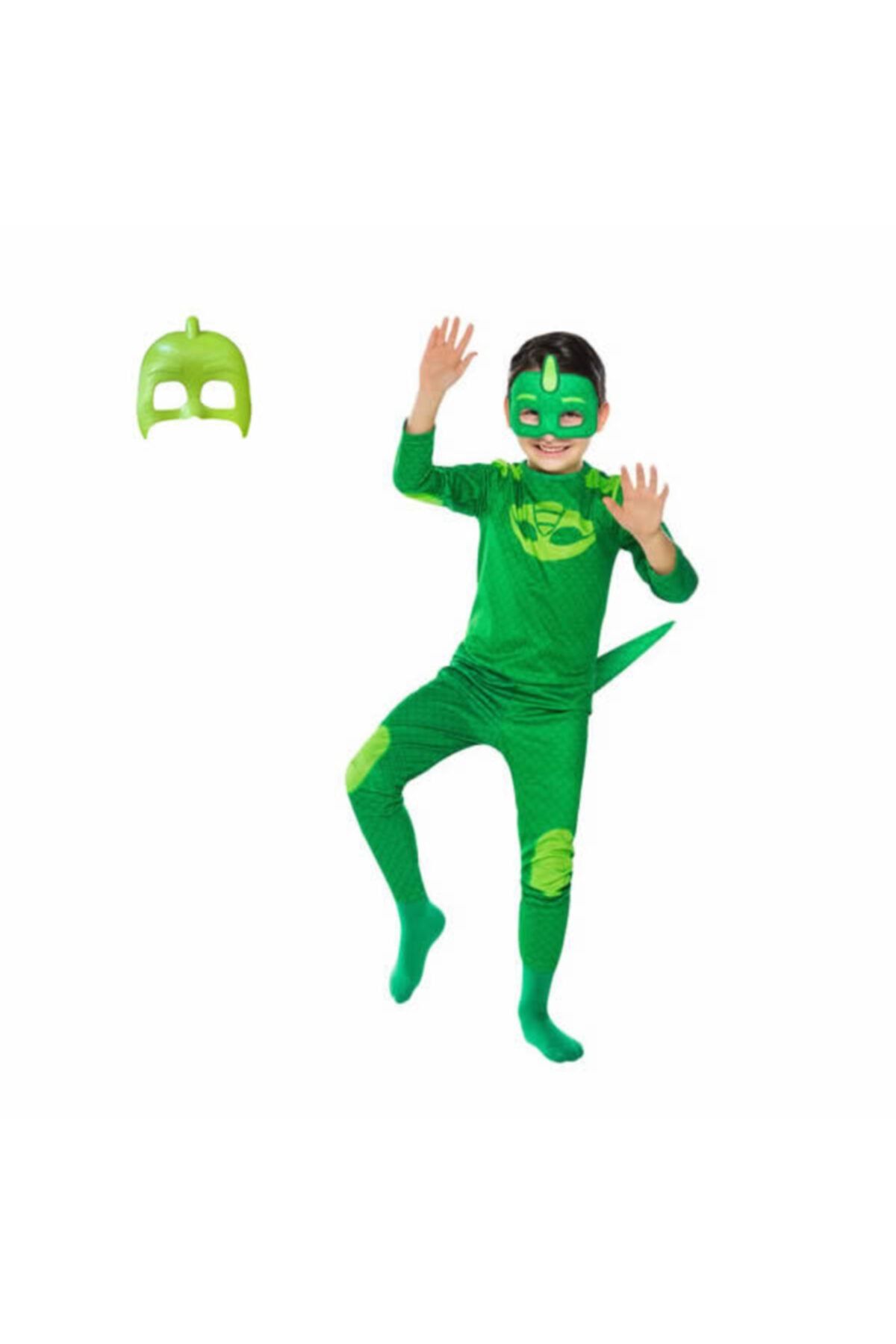 Pj Masks Pj Maskeliler Gekko Kertenkele Çocuk Pijamaskeliler Pj Mask Yeşil Kostümü 2 Maskeli