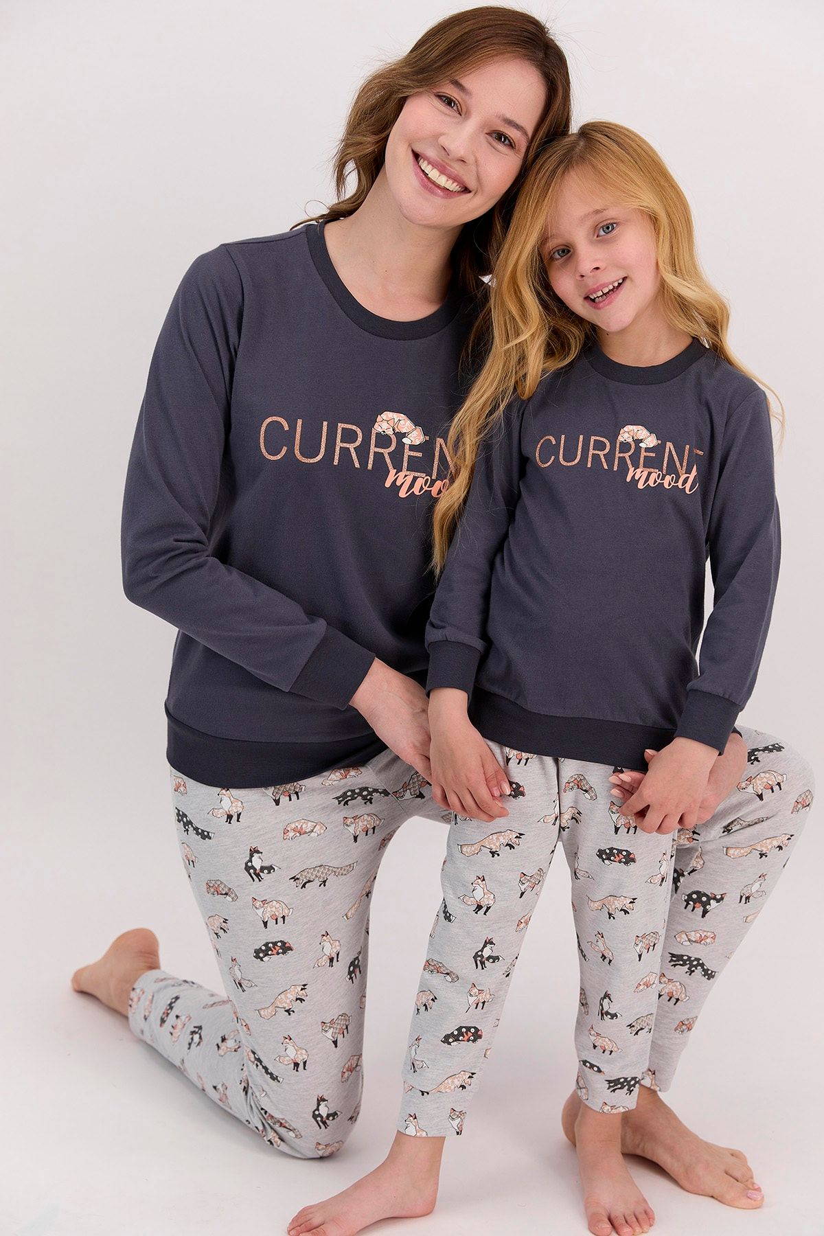 Arnetta Kadın Uzun Kol Current Yazılı Pijama Takımı Anne Kız Çocuk Kombin Yapılabilir Fiyatları Farklıdır