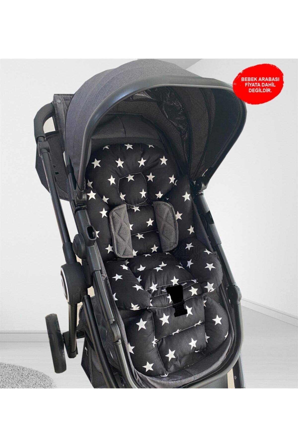 Jaju Baby Siyah Yıldız Bebek Arabası Minderi