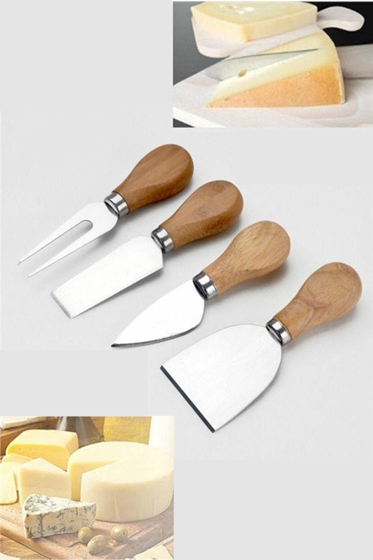 SİLİCA Bambu Saplı 4 Parça Çelik Peynir Bıçak Seti
