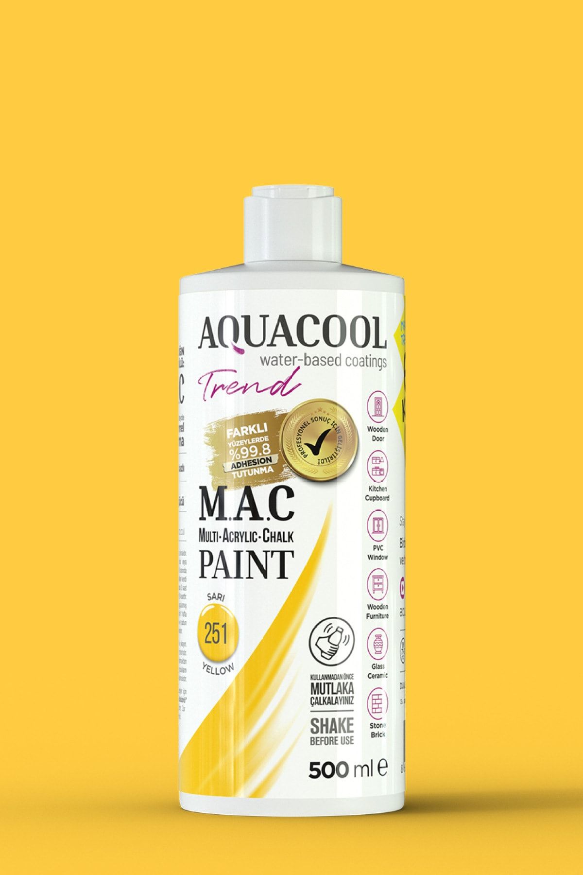 Aquacool Trend M.a.c Su Bazlı Akrilik Boya 251 Sarı 500 ml