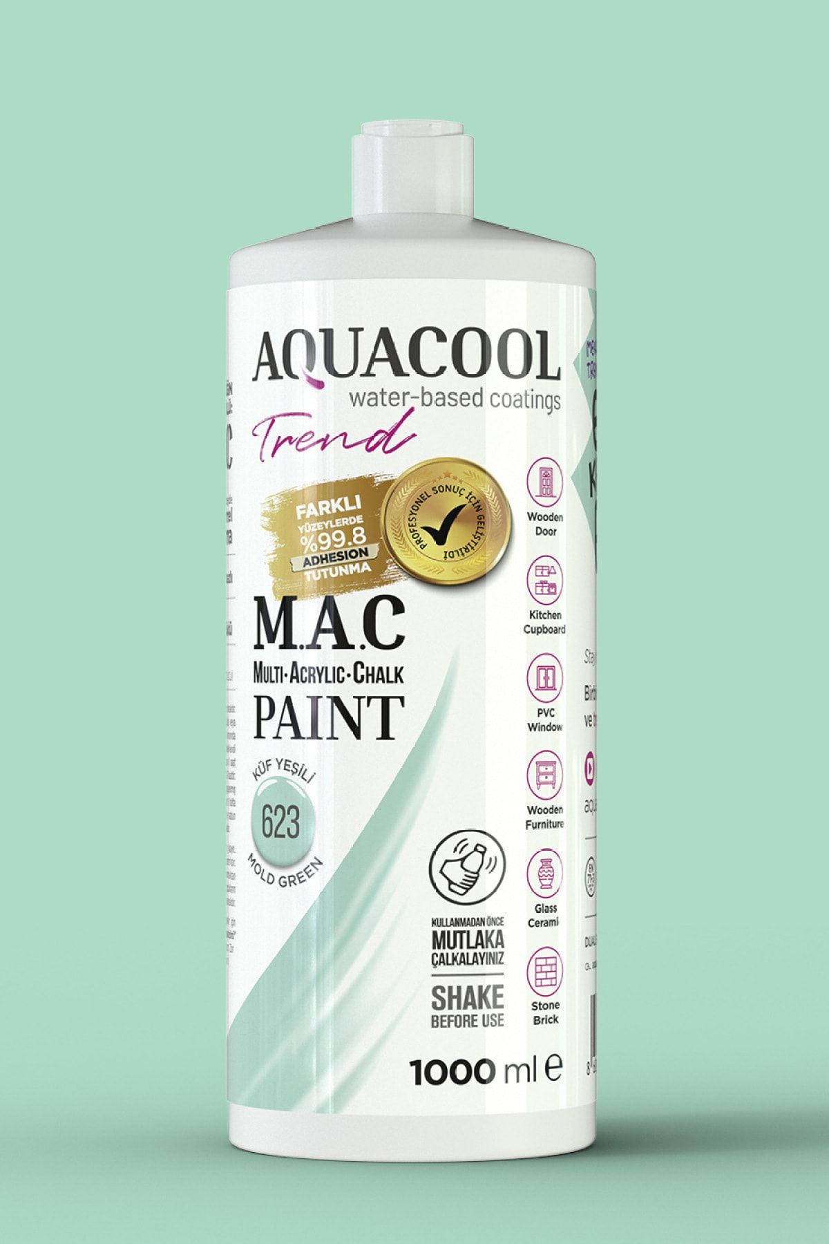 Aquacool Trend M.a.c Su Bazlı Akrilik Boya 623 Küf Yeşili 1000 ml