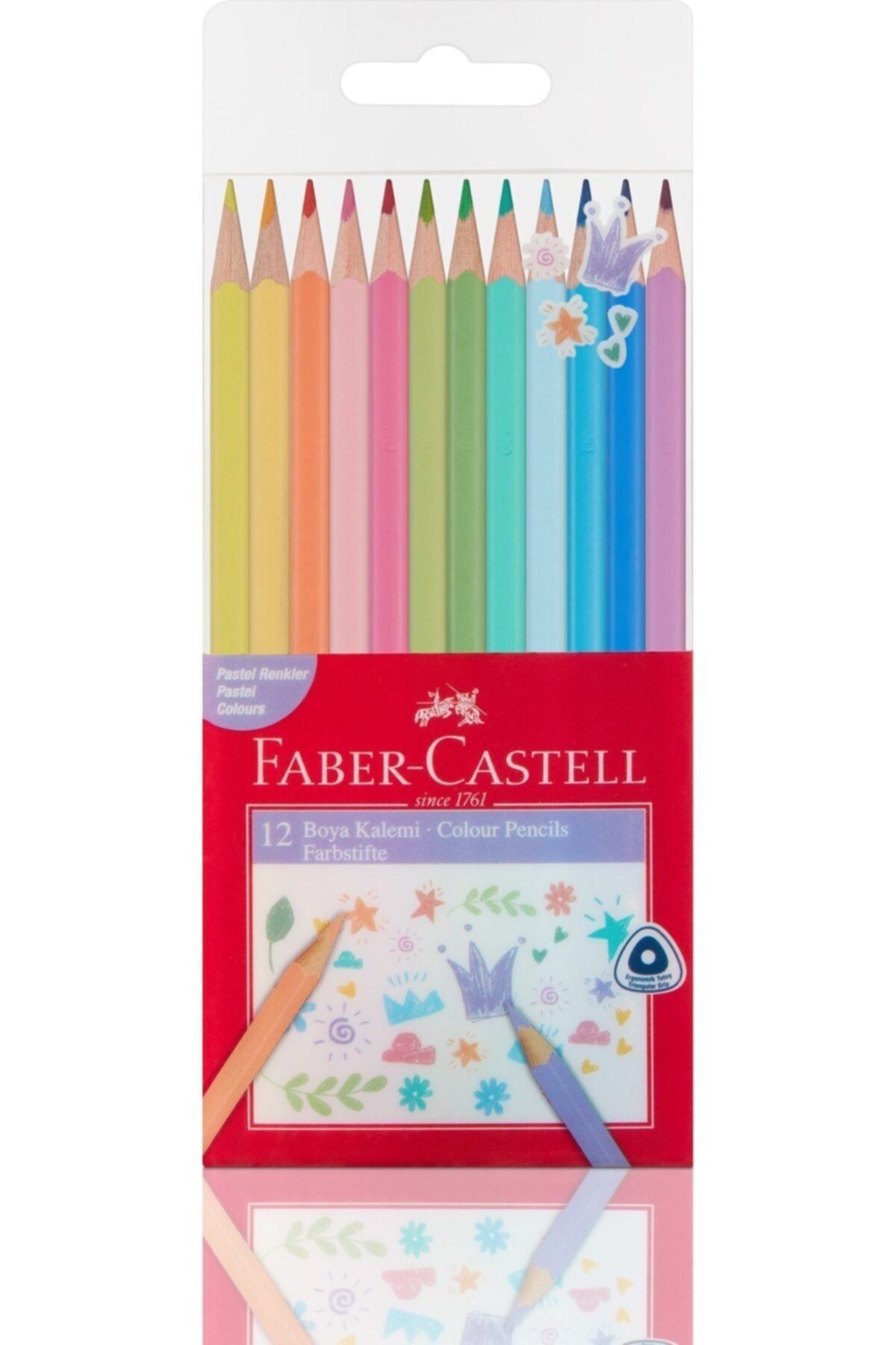 Faber Castell Pastel Renkler Üçgen Kuru Boya 12'li
