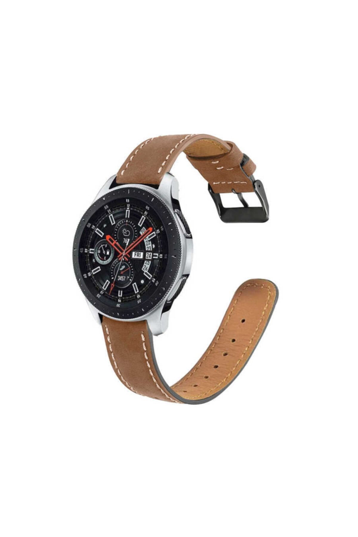 Nezih Case Samsung Galaxy Watch 3 45mm 22mm Uyumlu Deri Kordon Kahverengi