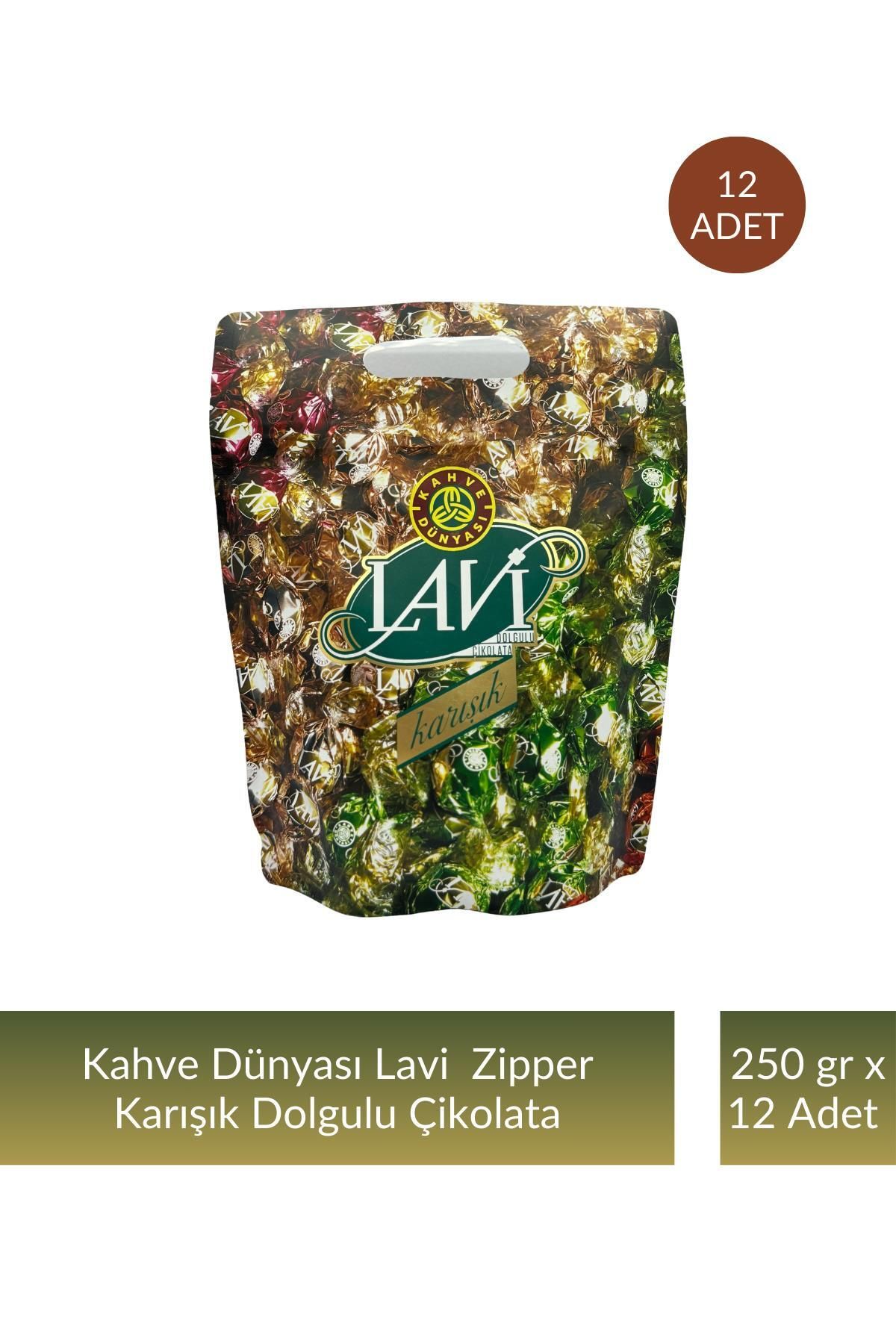 Kahve Dünyası Kahve Dünyası Zıpper Lavi Karışık Çikolata 250 gr x 12 Adet