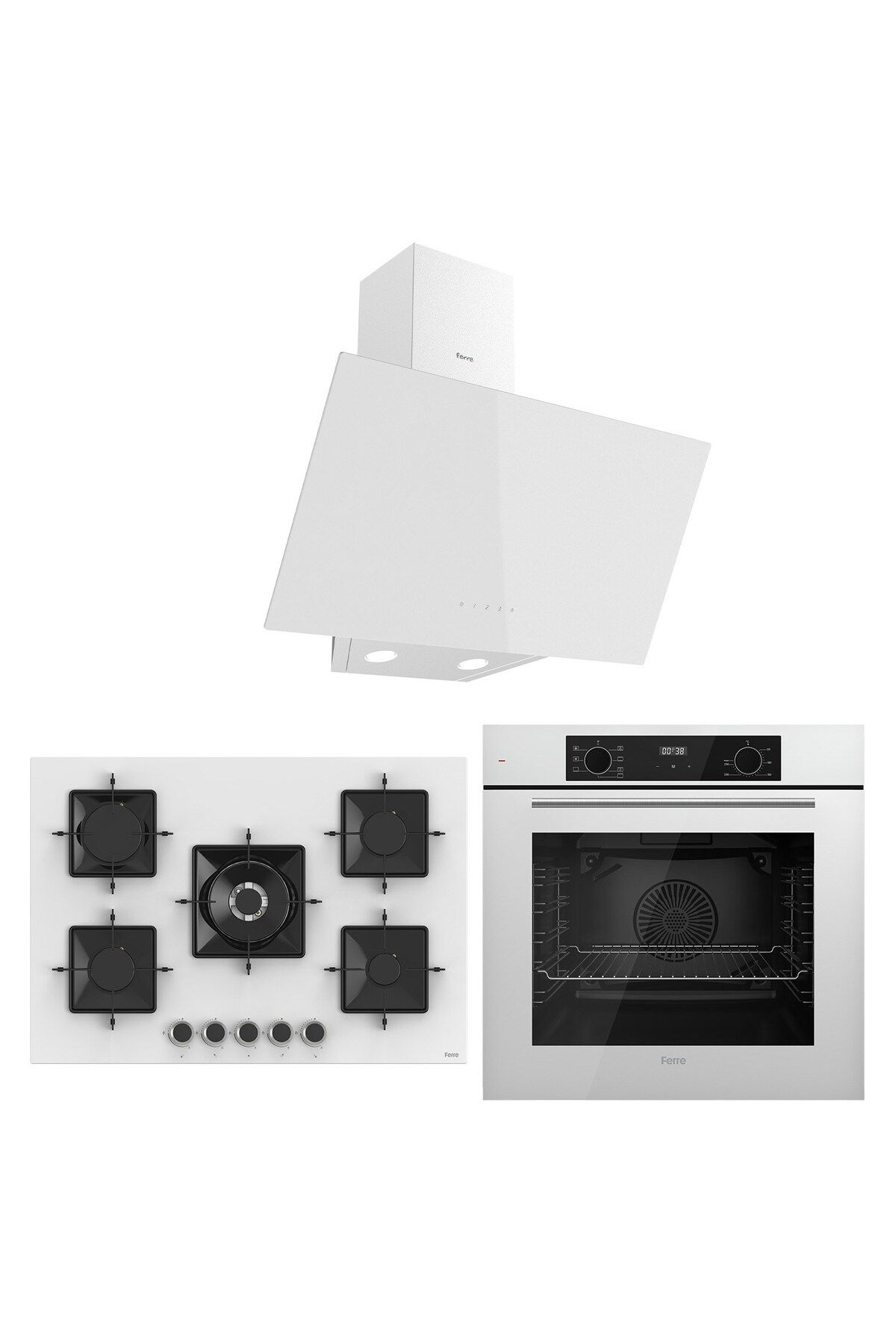 Ferre Flowart Florenz Plus Beyaz 3'lü Ankastre Set ( QBL63CB-SS036-D078 )