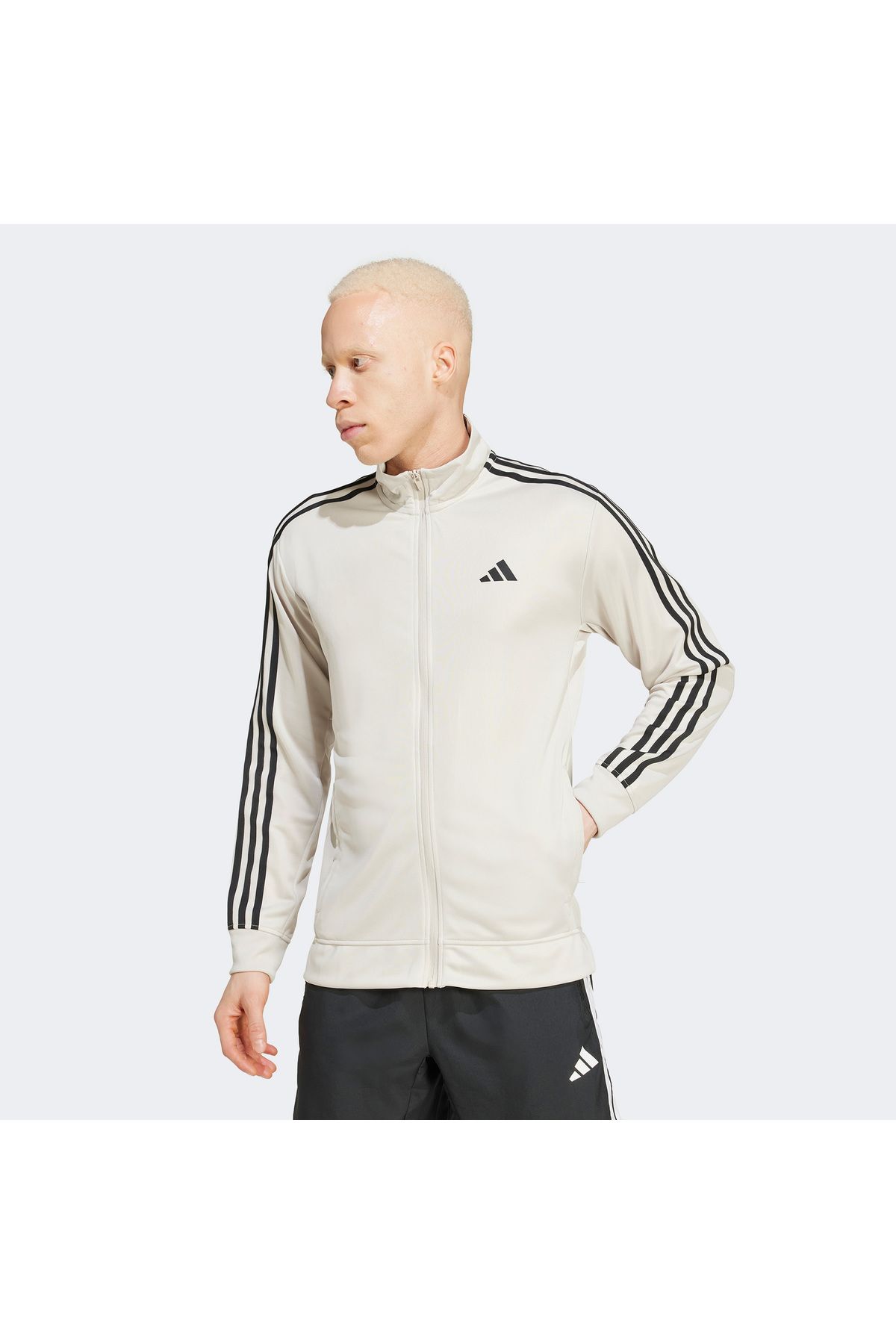 adidas Essentials 3 Stripes Erkek Gri Eşofman Üstü