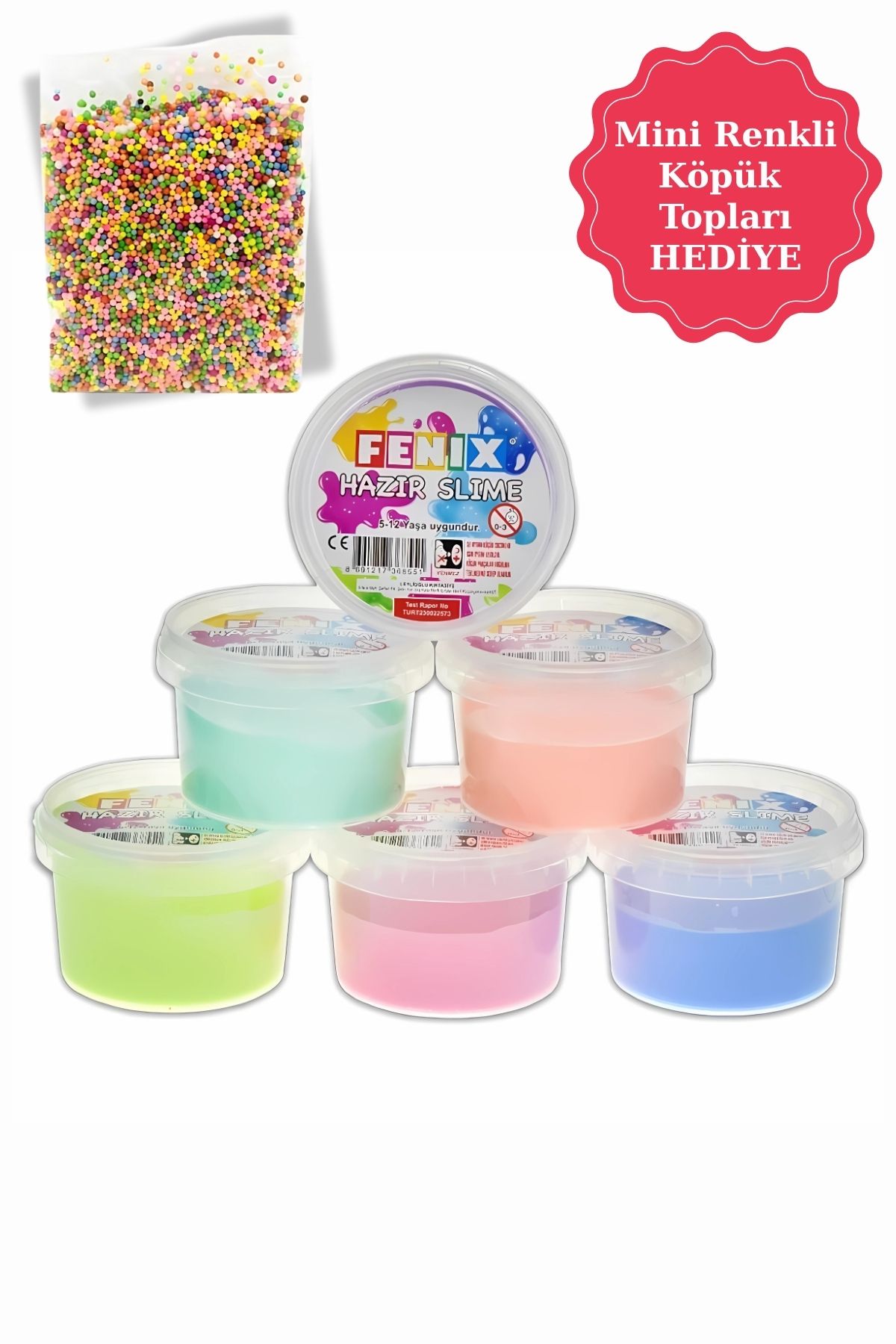 Mizizum Pofuduk Köpüklü Hazır Slime 6'lı Set, Ele Yapışmaz Hazır Slime Ve Köpük - 6'lı Hazır Slime