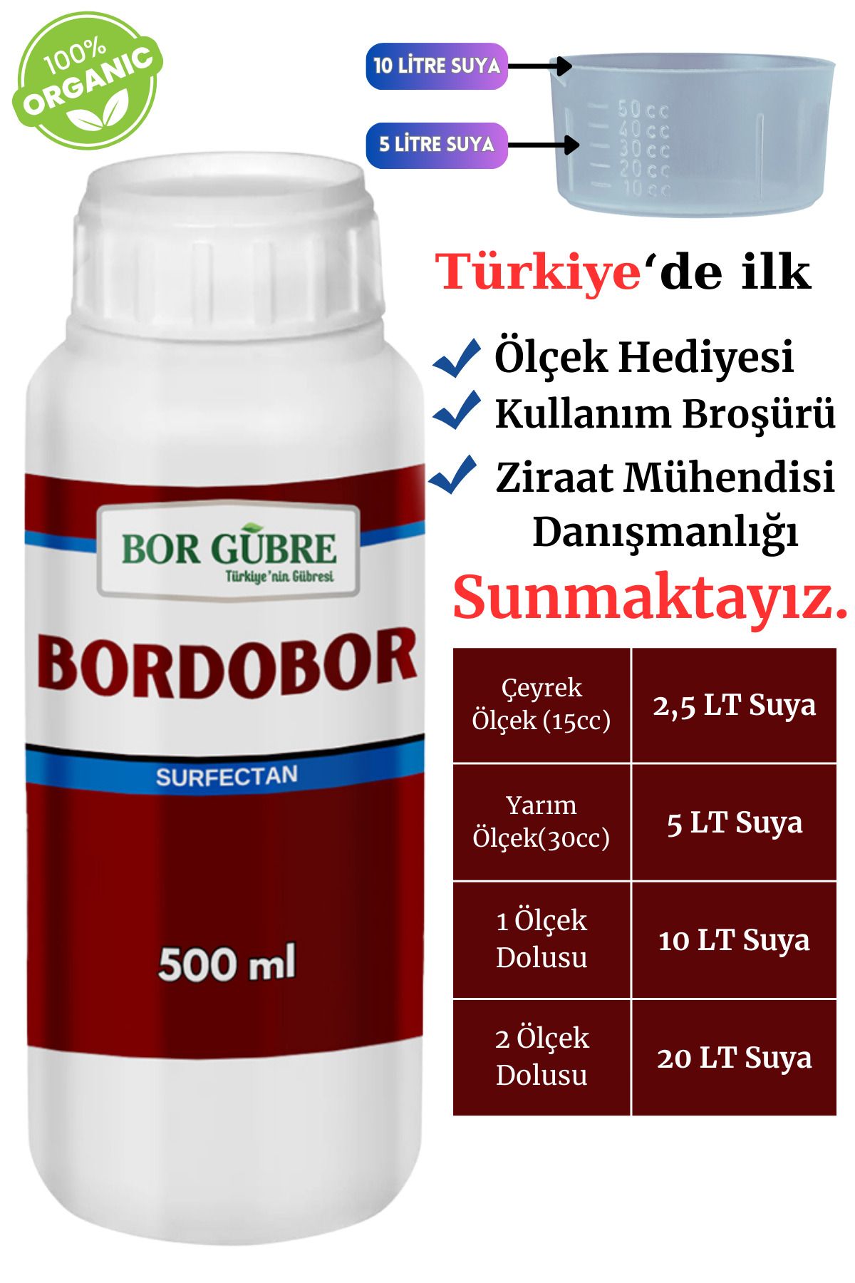 Bordobor Sıvı Gübre- 500ml (BORDOBULAMACI) Bakır Içerikli Bitki Besini Ve Koruyucu Bordo Bulamacı