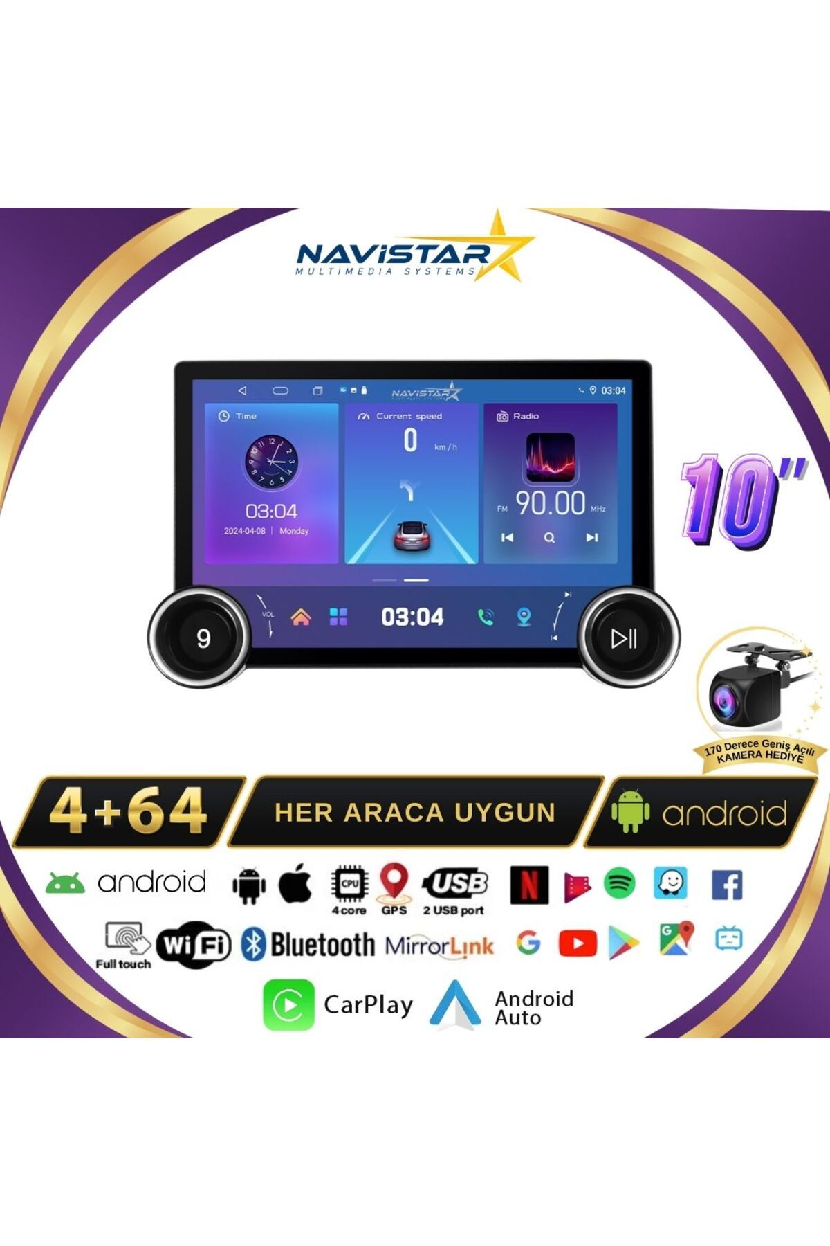 Navistar Passat B8 DUAL KNOB 11.8" Kablosuz Carplay 4+64 GB Android 13 Navigasyon 10 Inç Multimedya Sist