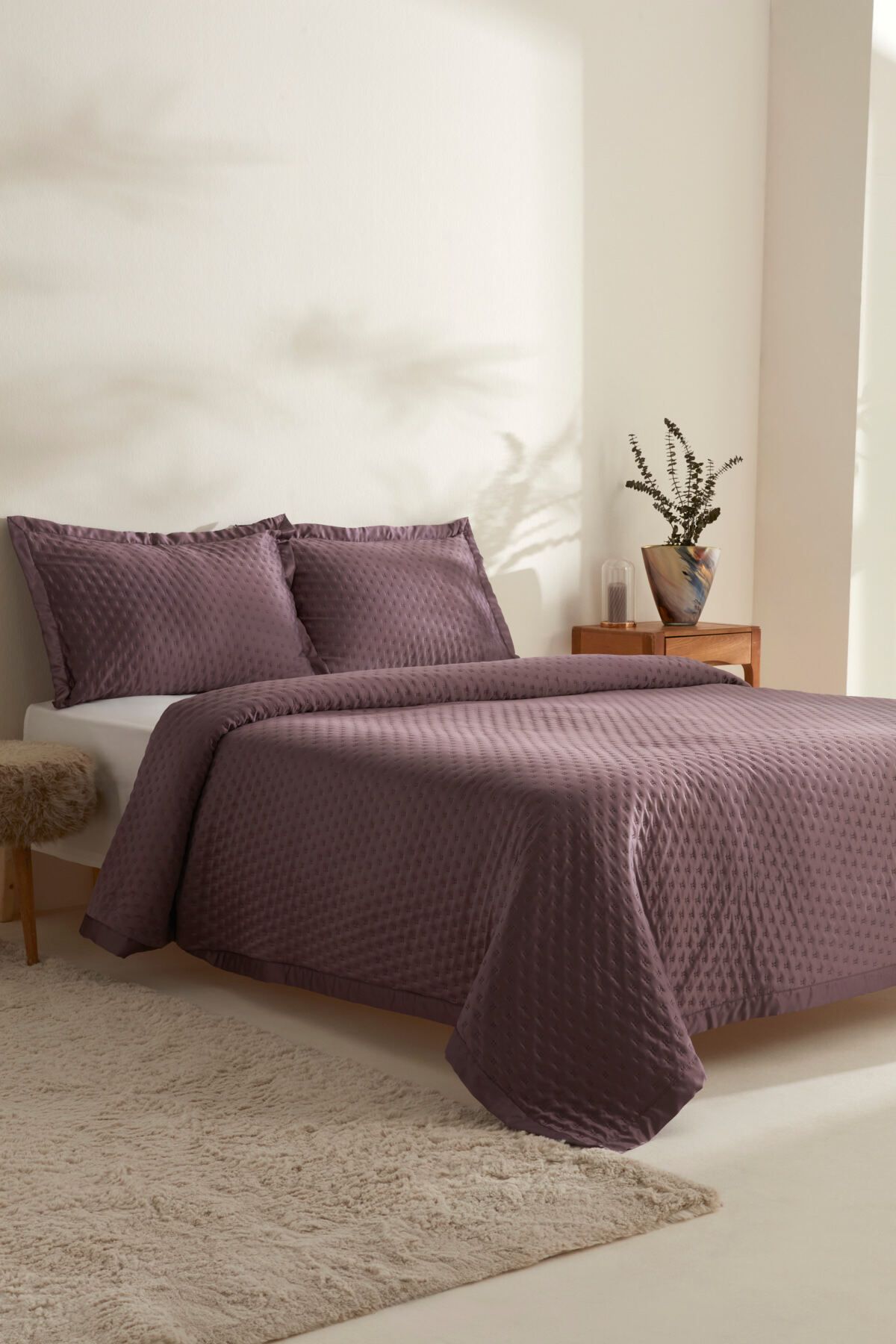 Karaca Home Alice Çift Kişilik Yatak Örtüsü Seti Mürdüm