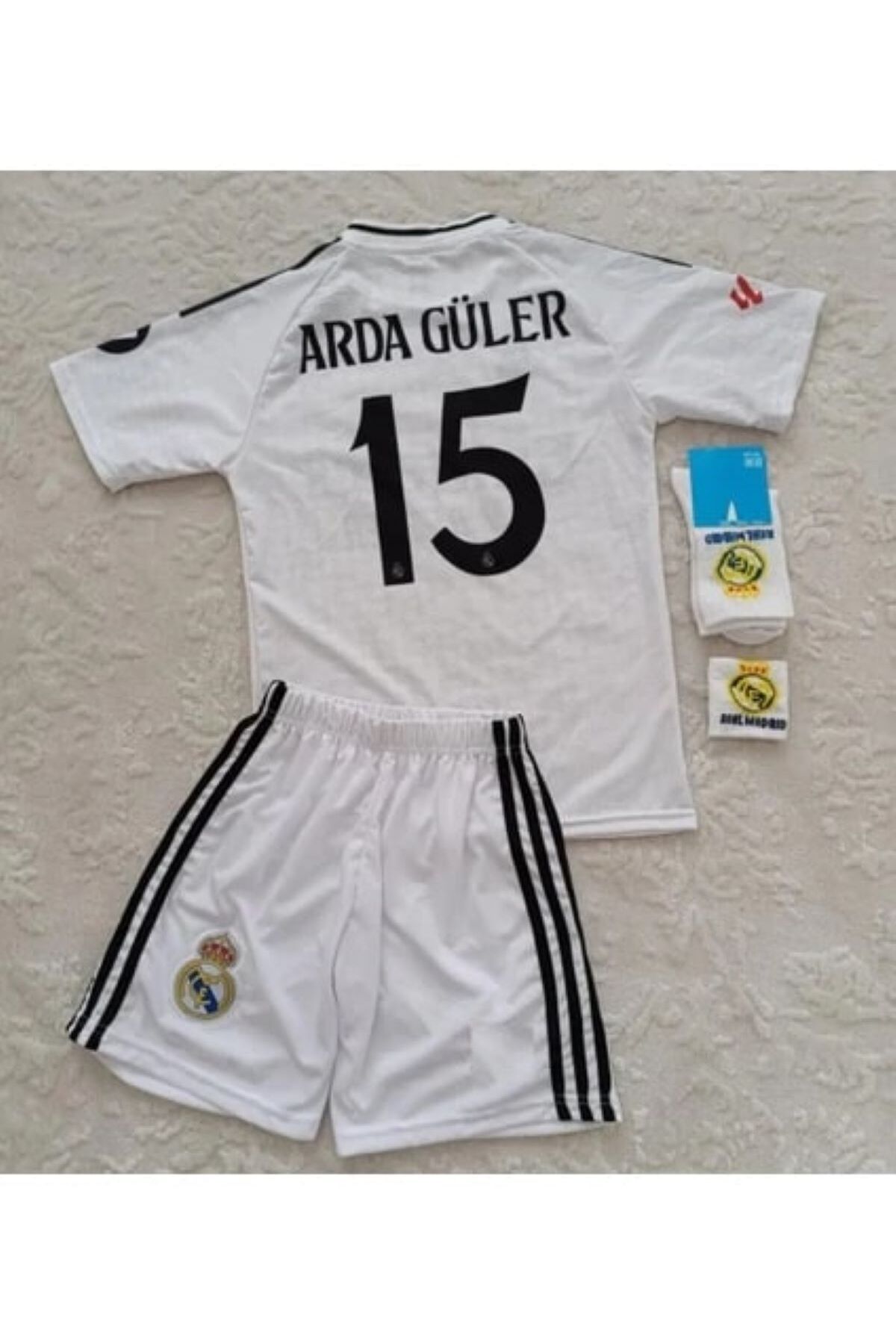yenteks KOPYA - REAL MADRİD ARDA GÜLER   ÇOCUK FUTBOL FORMA 3'lü Set FORMA+Şort+Çorap