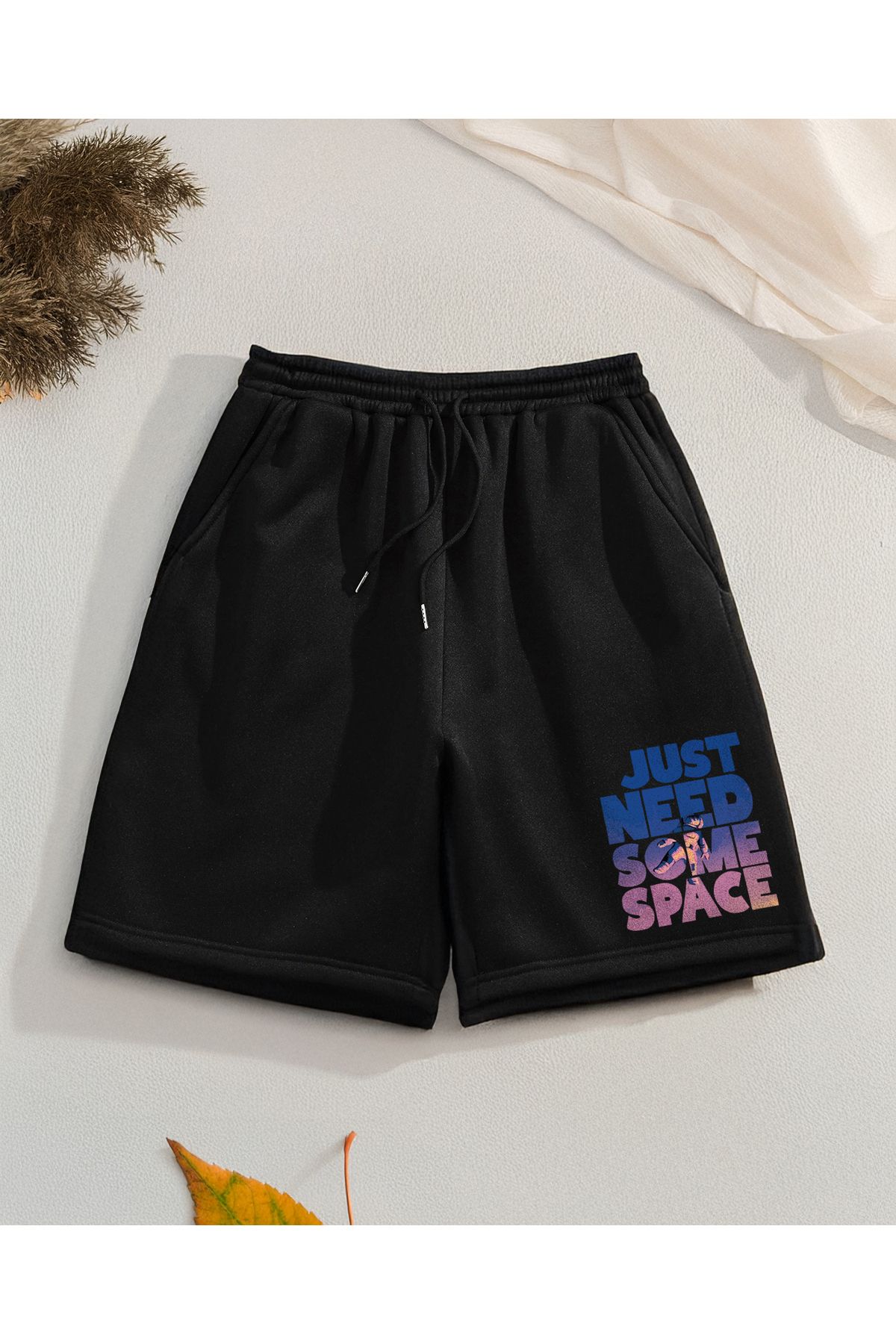 De Carte Need Some Space Baskılı Şık Mevsimlik Unisex Şort Bermuda