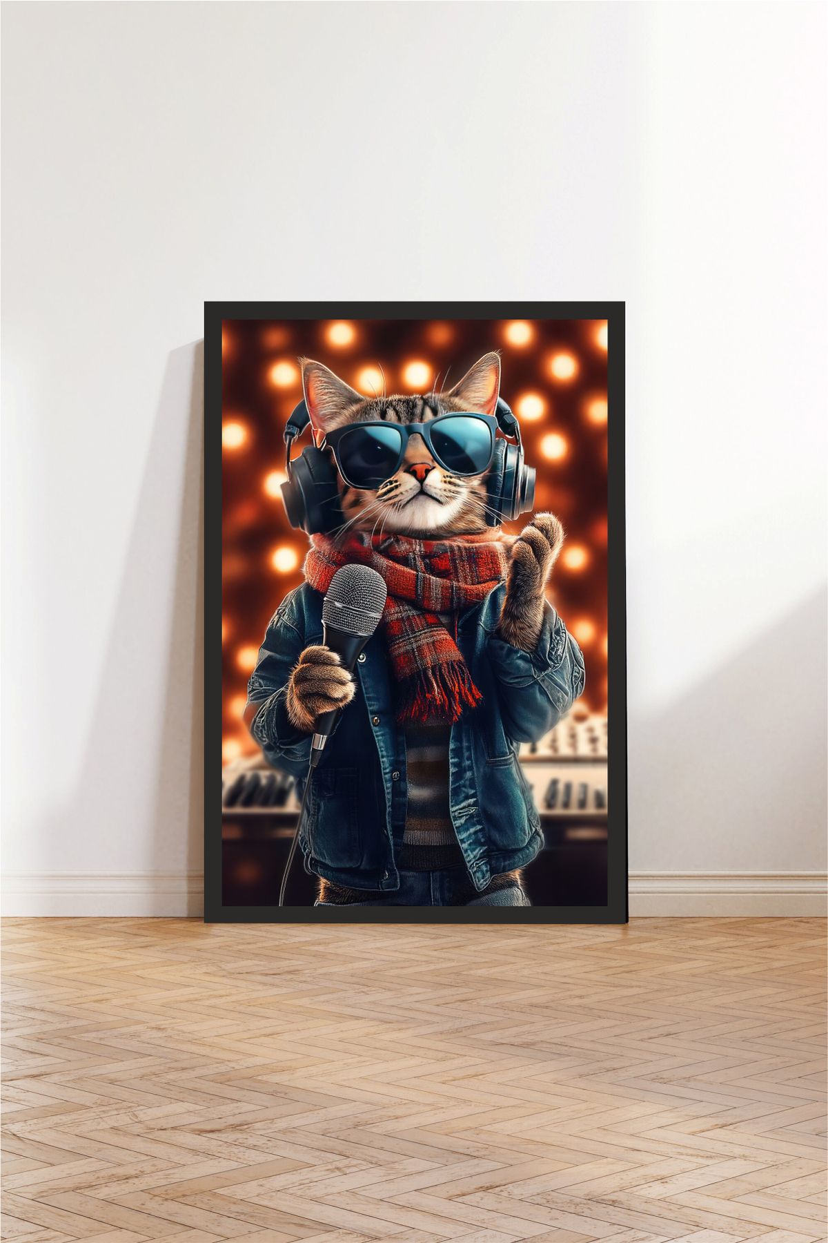Cadran Kedi tasarımlı Çerçeve Görünümlü Mdf Tablo