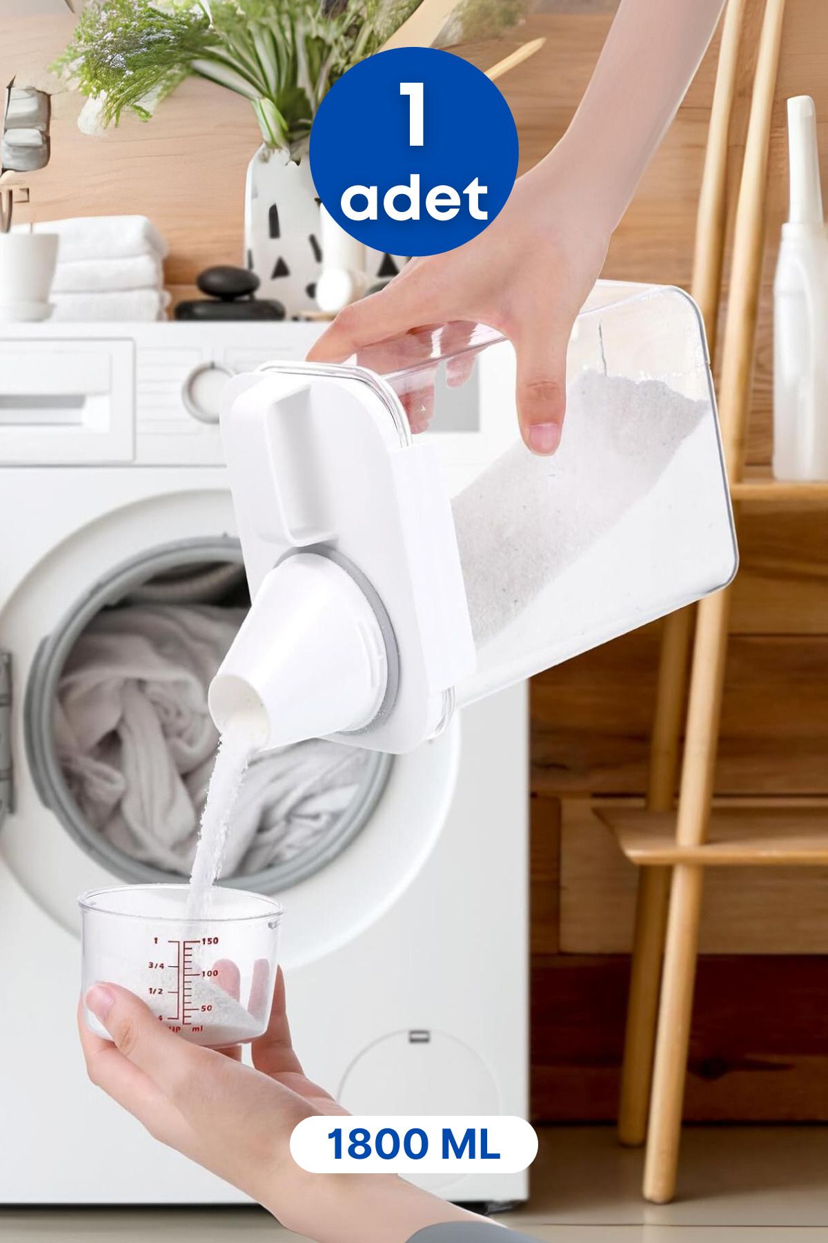 GRİMOR Life 1 Adet Sızdırmaz Depolama Sıvı Toz Deterjan Erzak Saklama Kutusu-ölçekli Deterjan Kutusu 1800 ml