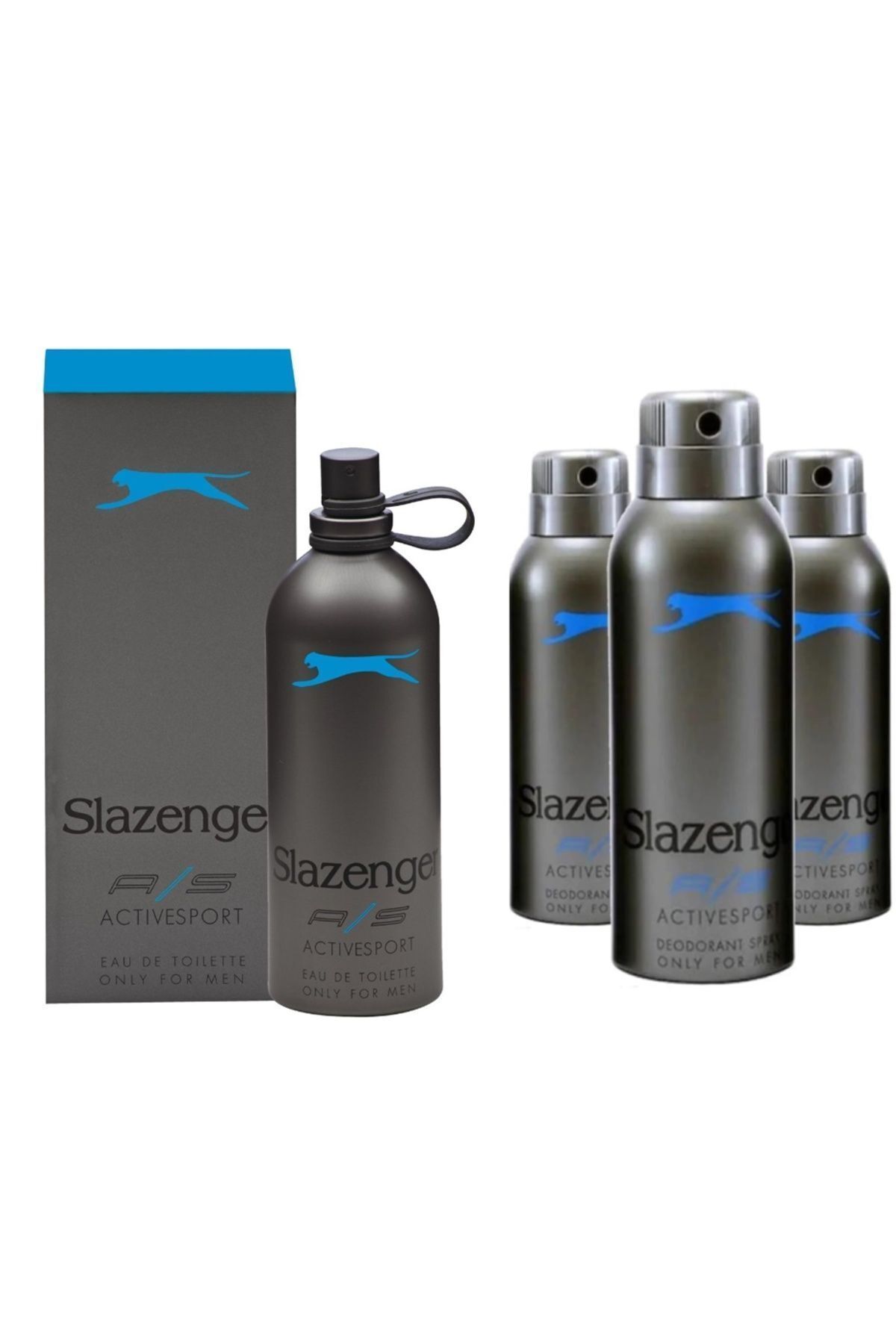 Slazenger Activesport Mavi Erkek Edt 125 ml 3 Adet Deodorant 150ml Seti