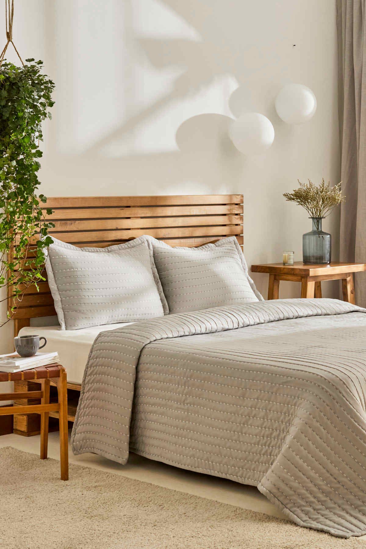 Kaşmir Home Amelia Tek Kişilik Yatak Örtüsü Takımı Gri