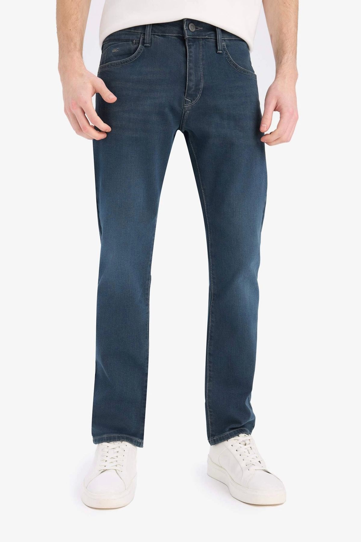Defacto B4538 İndigo Sergio Regular Fit Normal Kalıp Normal Bel Boru Paça Jean Pantolon