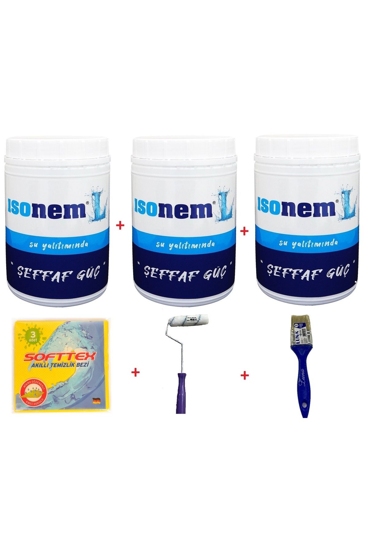 Isonem L Şeffaf Güç | Su Yalıtımı (3 Adet) 1 Kg Şeffaf Su Yalıtımı Set 6 Parça