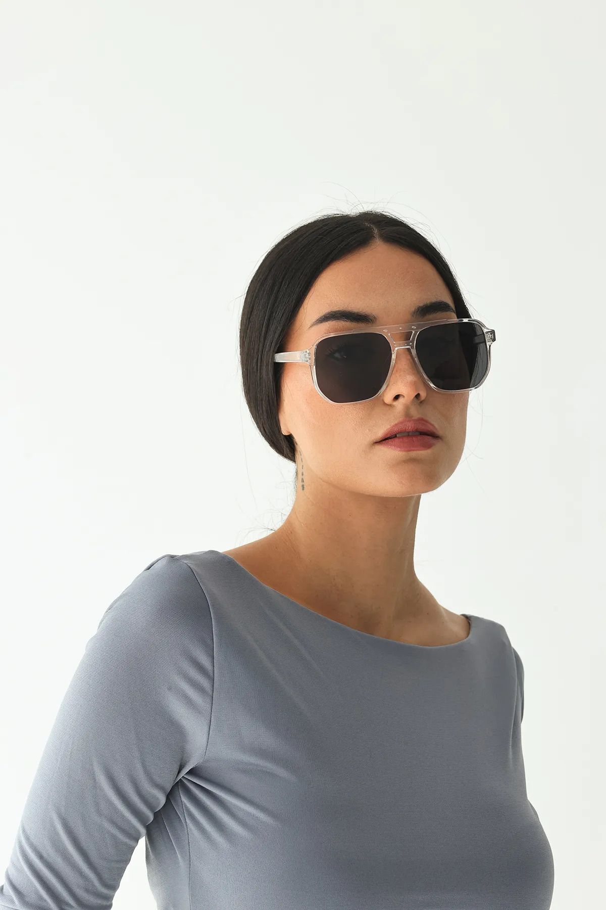 Modalucci Yeni Sezon Şeffaf Siyah Cam Unisex Güneş Gözlüğü