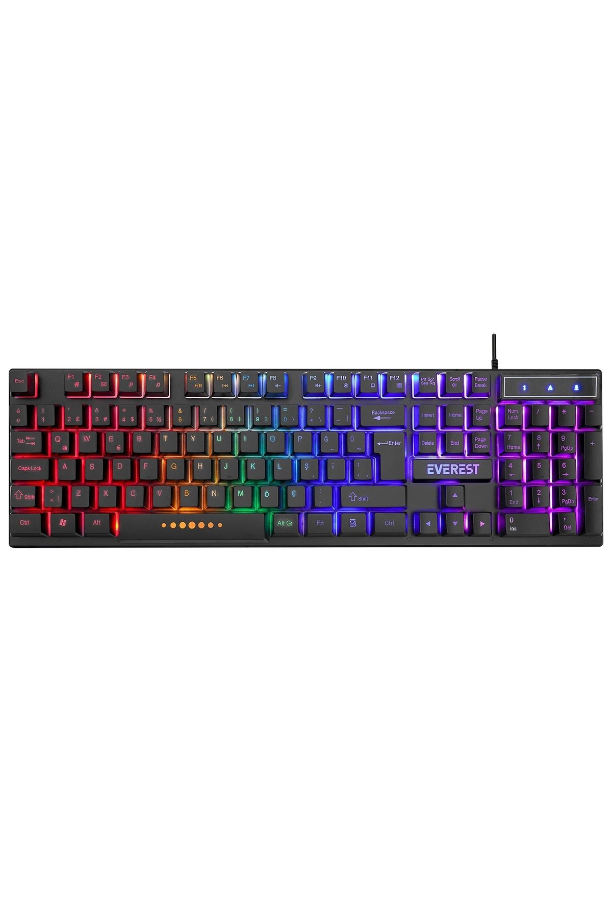 Everest Klavye Oyuncu Gaming Rgb Rainbow Membrane Everest KB-24 Siyah