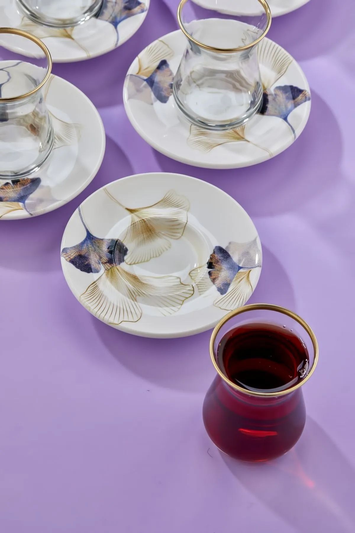 Babion Lüx Seramik 6 Kişilik Çay Tabağı Ginkgo Çay Tabak