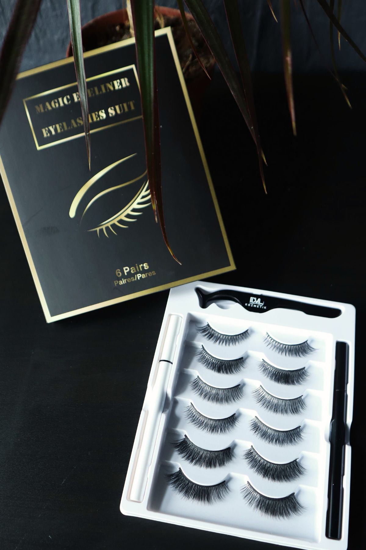 İXOMAN 6 Adet Farklı Yoğunlukta Eyeliner Yapıştırıcılı Takma Kirpik, Suya Dayanıklı Takma Kirpik Seti