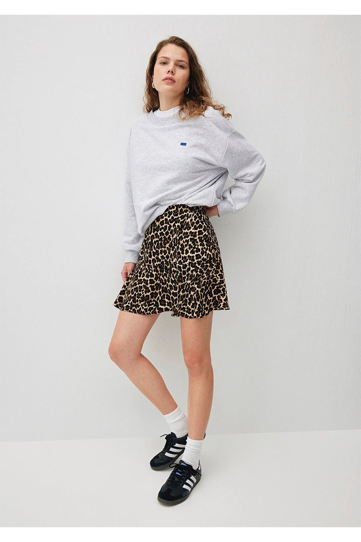 MAJÖR PLUS Leopar Desenli Şort Etek