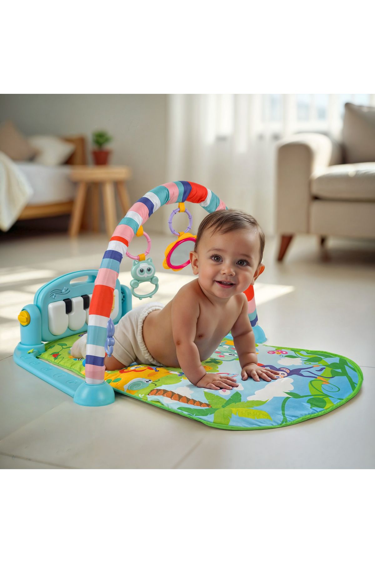 Babycim Babycim Bebek Piyanolu Oyun Halısı Ve Jimnastik Merkezi (AYNALI VE ÇINGIRAKLI)