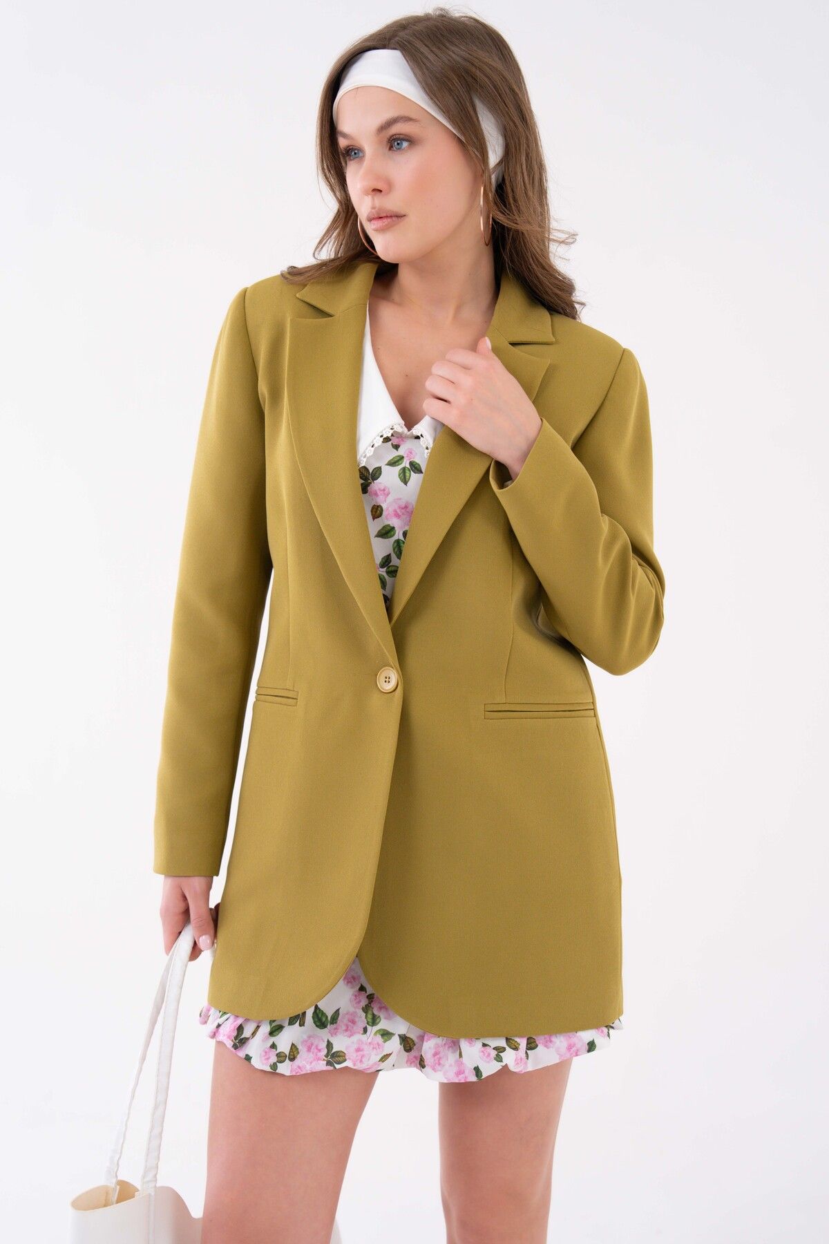 Saade Yağ Yeşili Blazer Ceket