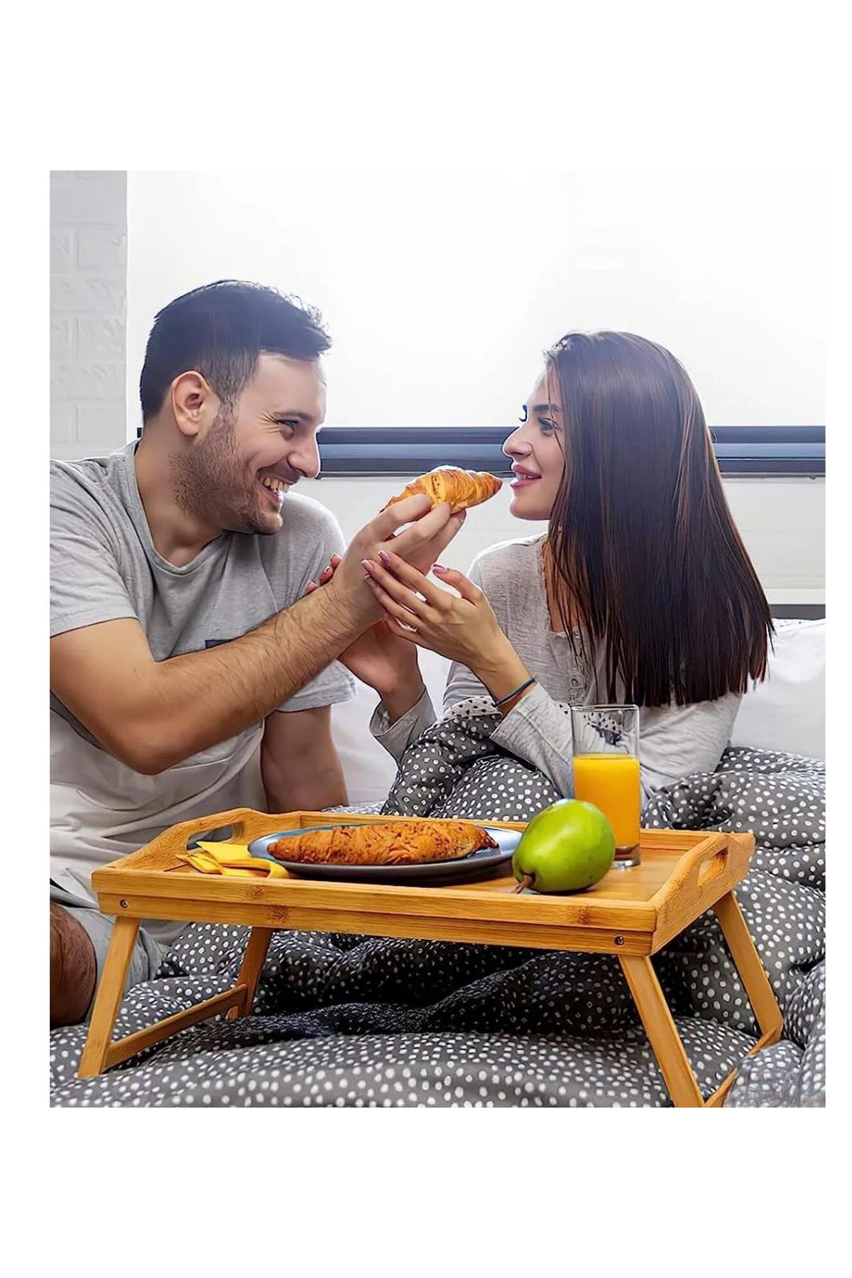 DEZİ Katlanır Ayaklı Bambu Tepsi, Portatif Tepsi, Yatak Keyif Tepsisi, Yatak Kahvaltı Tepsisi