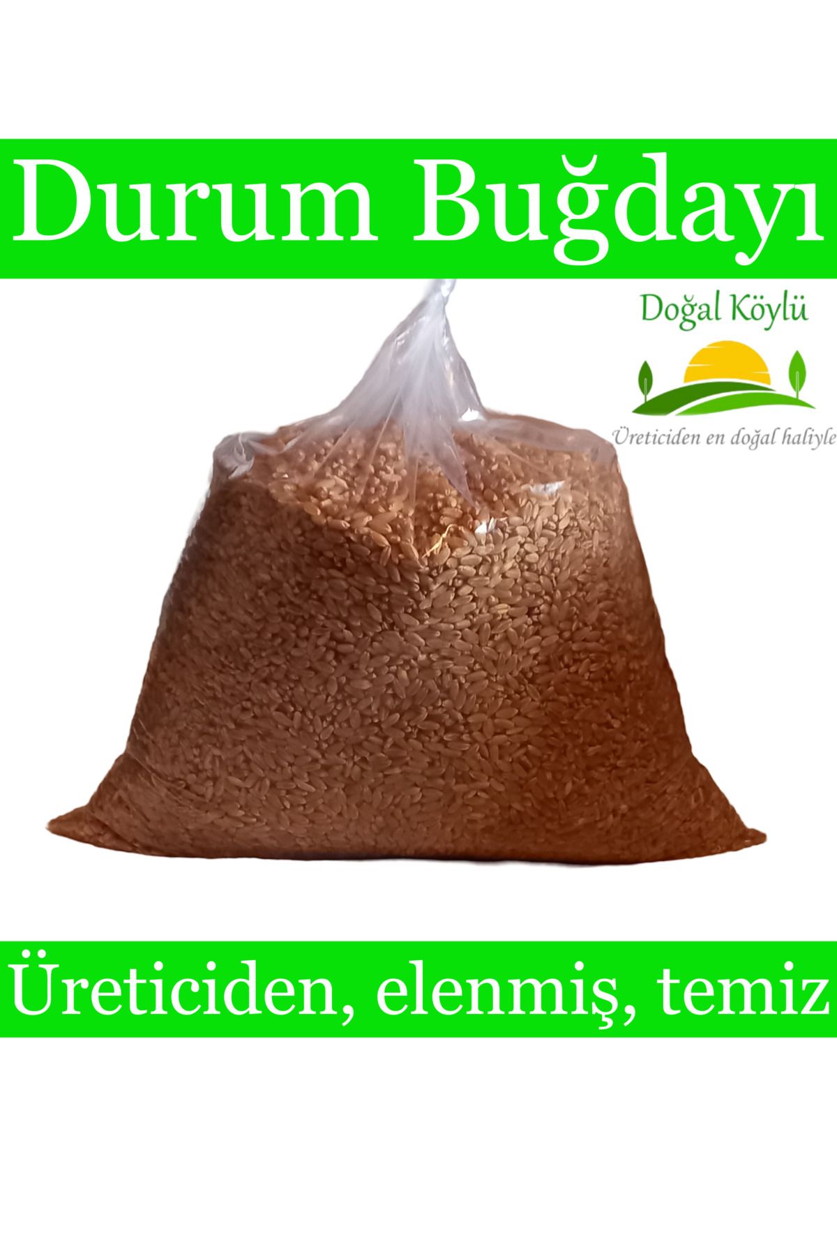 Doğal Köylü 1. Sınıf Işlenmemiş Buğday 3kg - Durum Buğdayı (ELENMİŞ, TOHUMLUK, YEMLİK, ILAÇSIZ TEMİZ BUĞDAY)