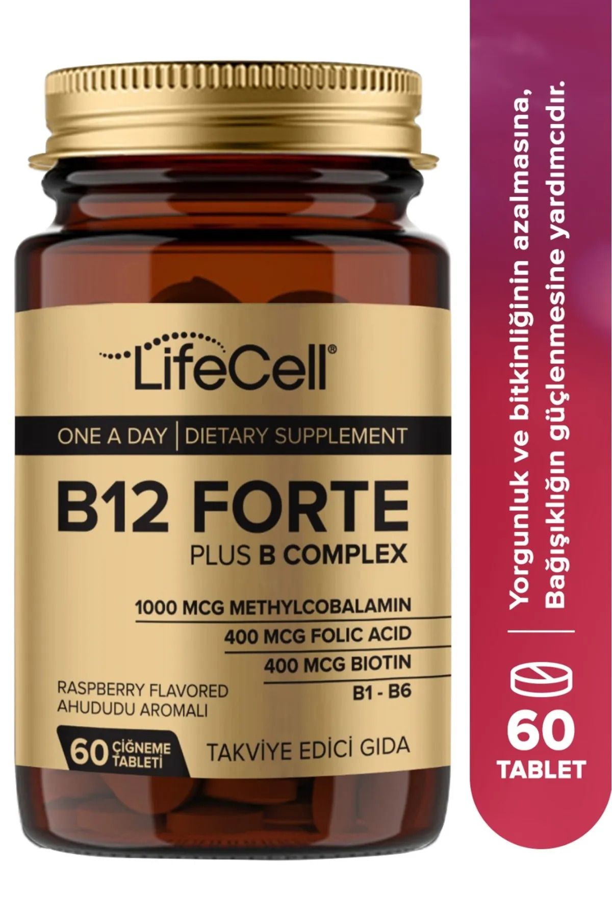 Lifecell Vitamin B12 1000 Mcg Metilkobalamin B Kompleks (60 ÇİĞNEME TABLETİ) B Complex