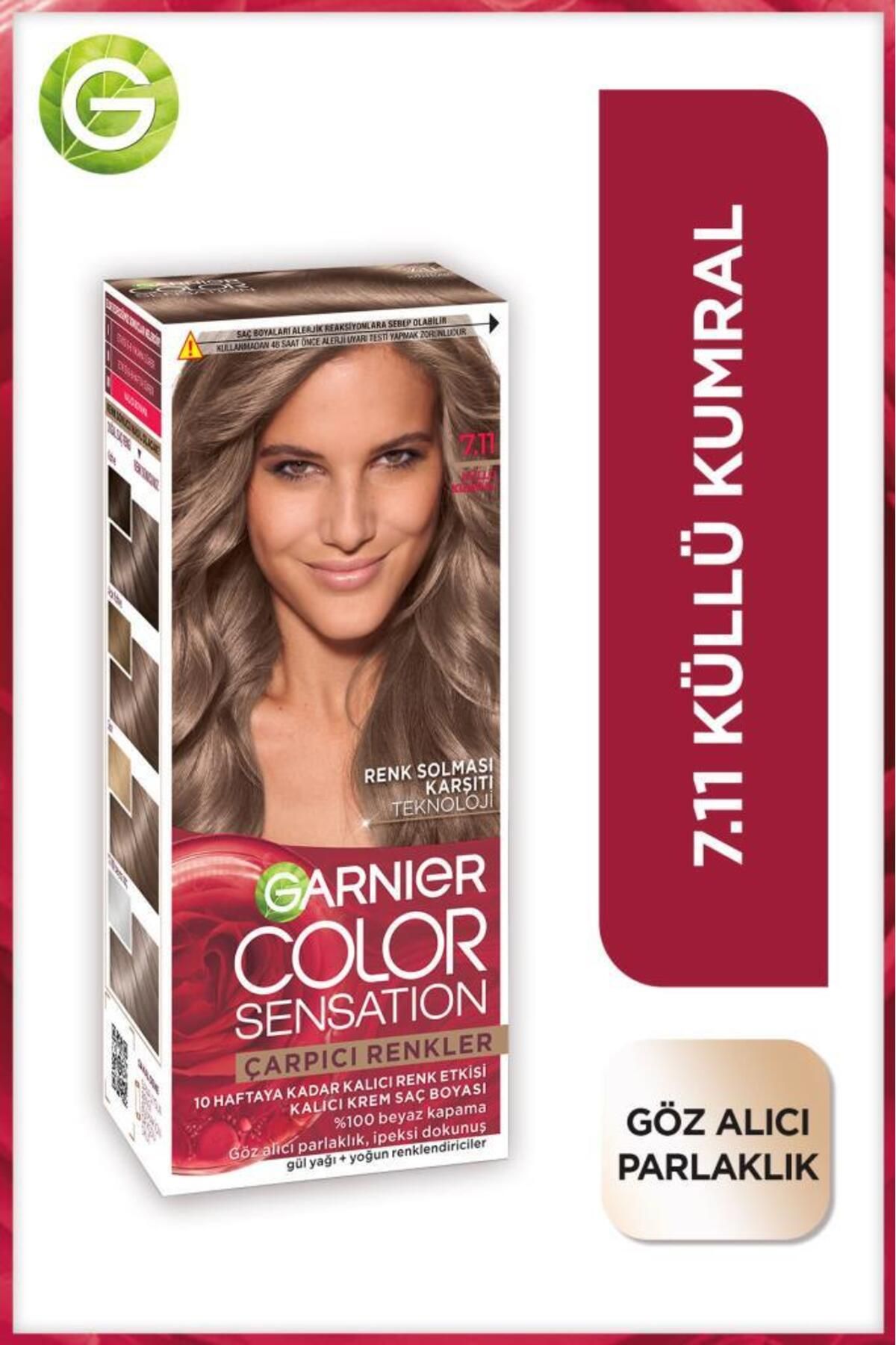Garnier Çarpıcı Renkler 7.11 Küllü Kumral Saç Boyası, Demikit