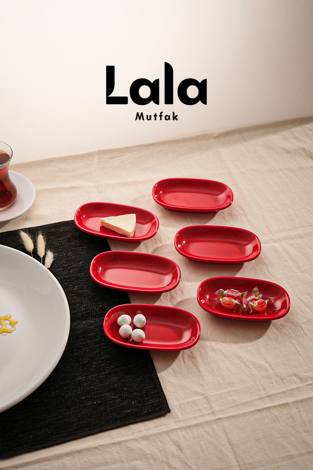 Lala Mutfak Gözde Küçük Kayık Tabak 6'lı (12X7 CM) - Kırılmaya Dayanıklı Kahvaltı, Çerezlik Ve Sunum Tabağı