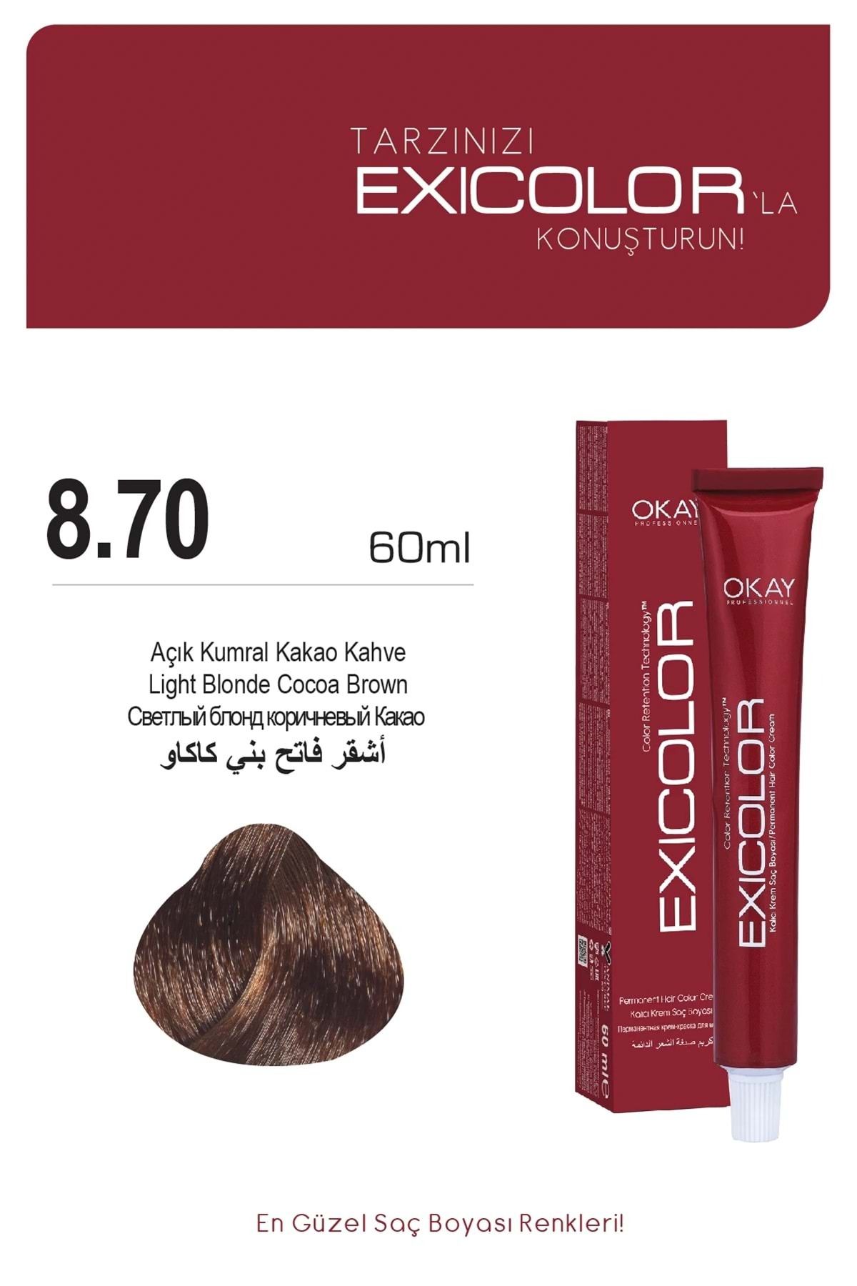 Exicolor Saç Boyası 8.70 Açık Kumral Kakao Kahve 60ml