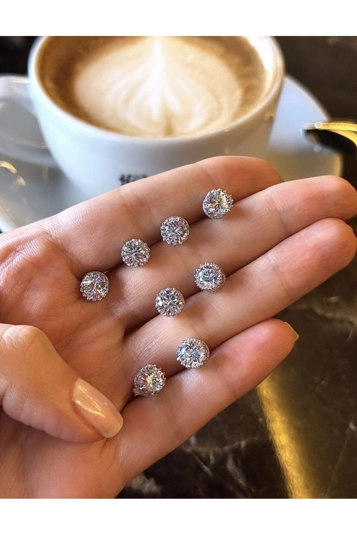 Medcezir Silver Gümüş Tek Taşlı Küpe