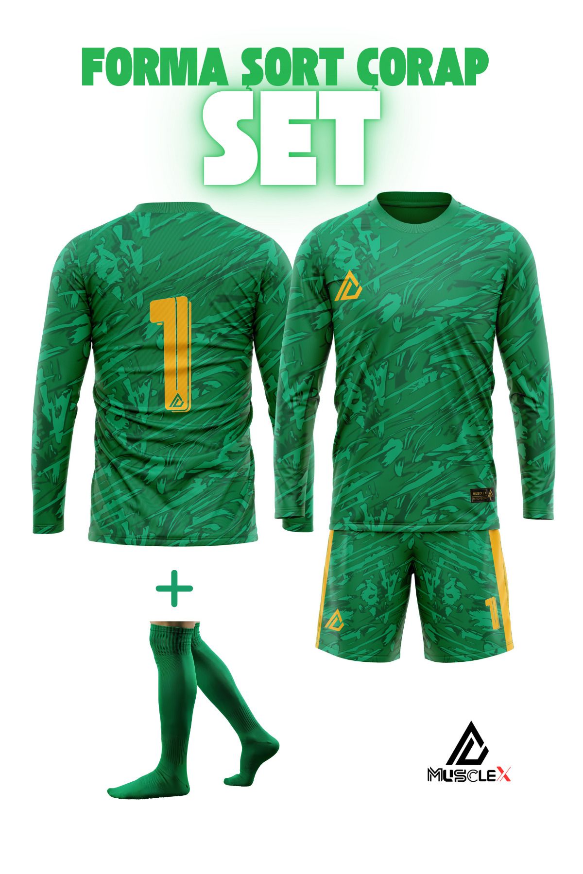 Musclex Spor Tekstil MuscleX Kaleci Forması Forma Şort Çorap Set Goalkeeper Jersey  Kaleci Set Forma Şort Çorap MSX5432fr