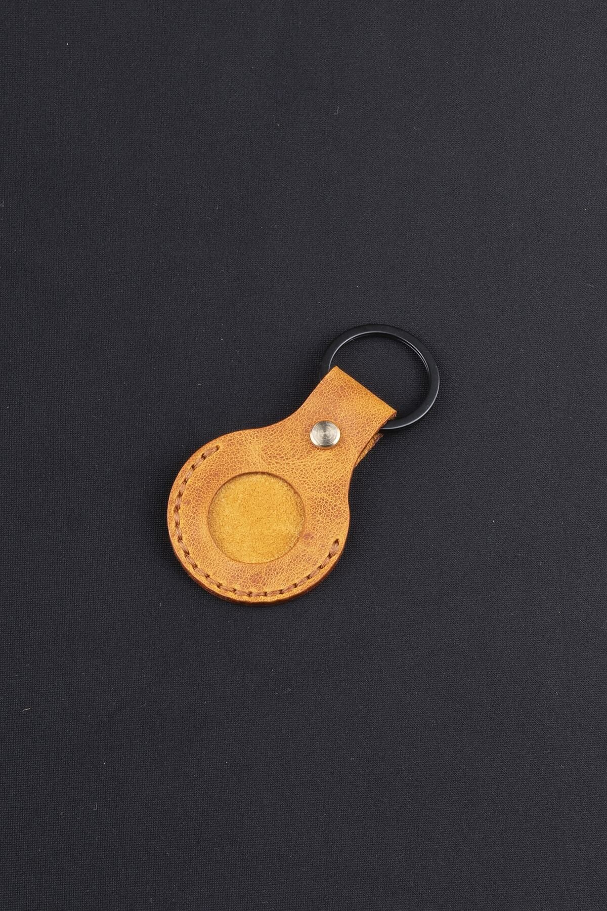 minimal X design Minimal X Airtag Uyumlu Kılıfı Anahtarlık Camel - Gerçek Deri El Yapımı - Minimalist Tasarım