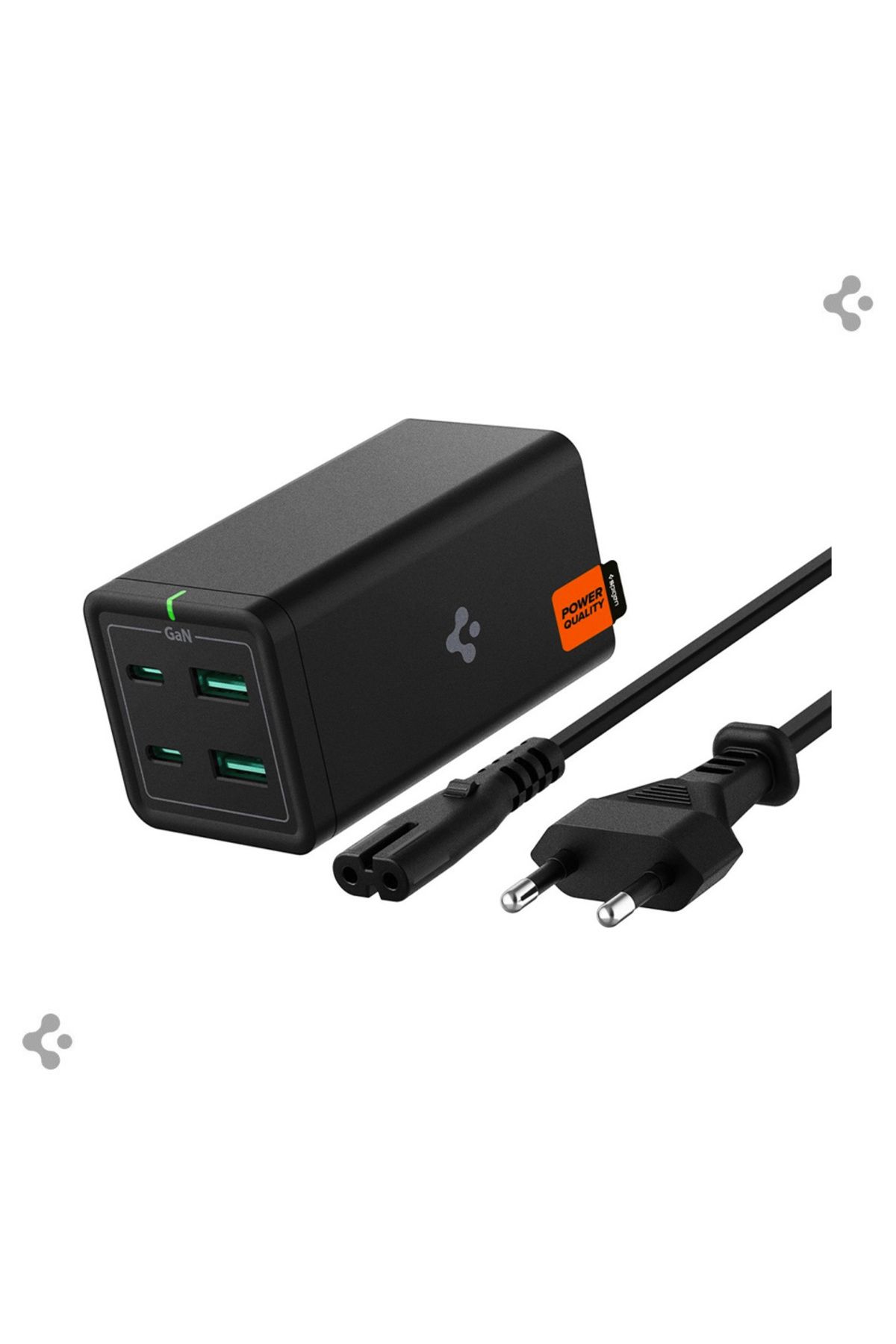 Spigen 65W GaN USB-C 4 Port Adaptör - (1.5 Metre AC Kablo) Hızlı Şarj Aleti Type-C PD2101 - ACH03787