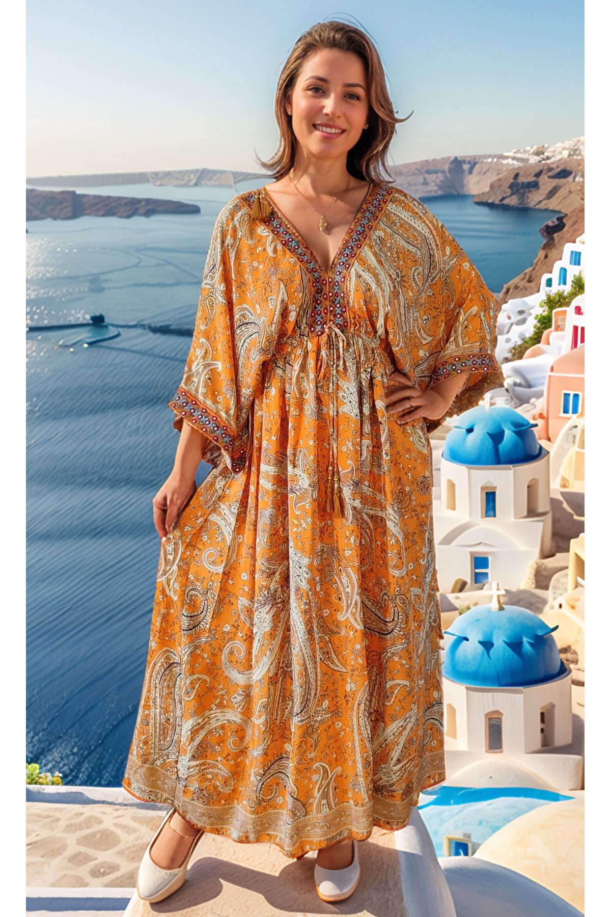 prontoihracat İthal ,bohem, Otantik, Davet, Yazlık Hint Ipek Elbise, Curve Elbise