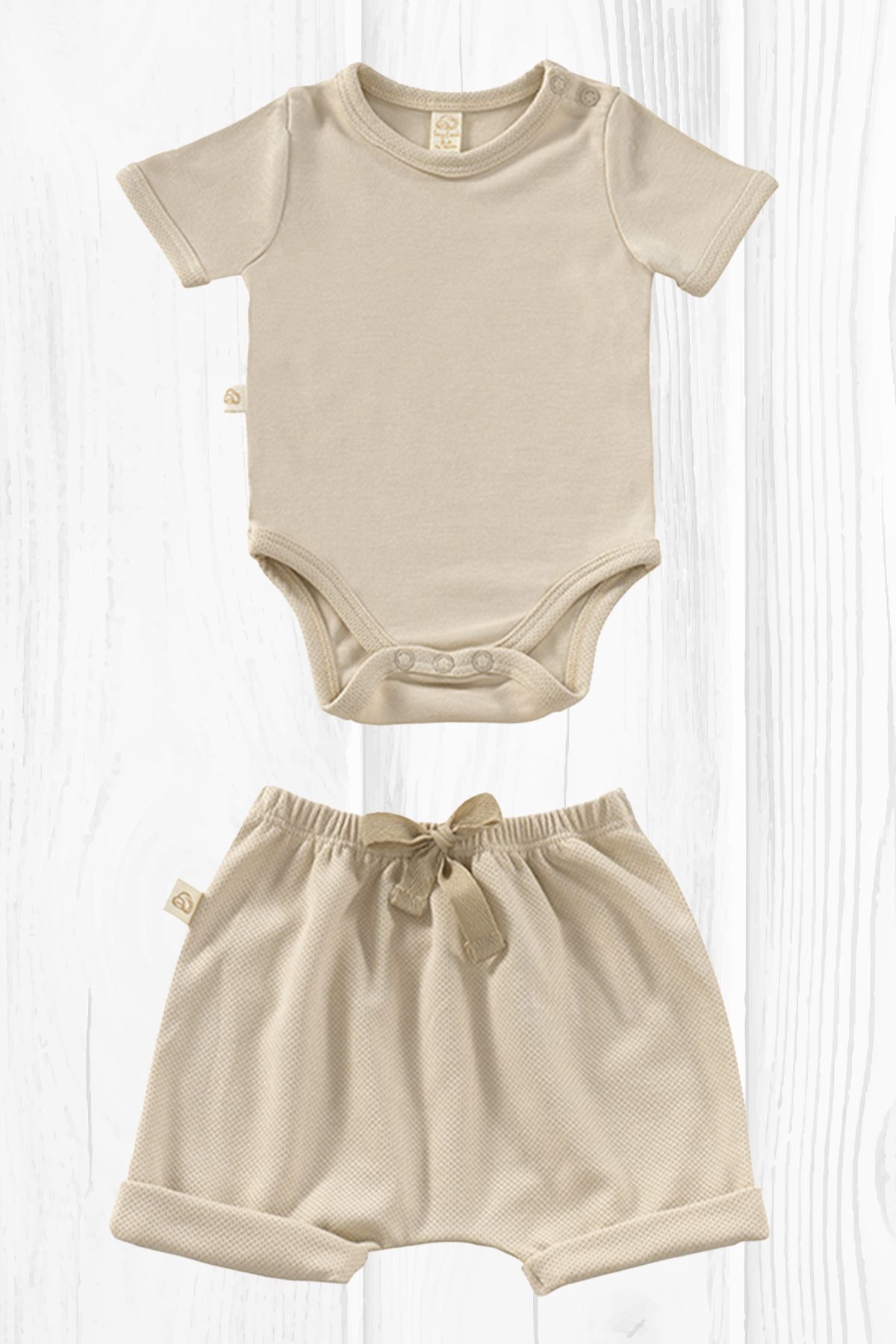 tinylamb Unisex 2 Parça Kısa Kollu Bebek Yazlık Bodysuit Ve Şort Seti - Elation Filbert